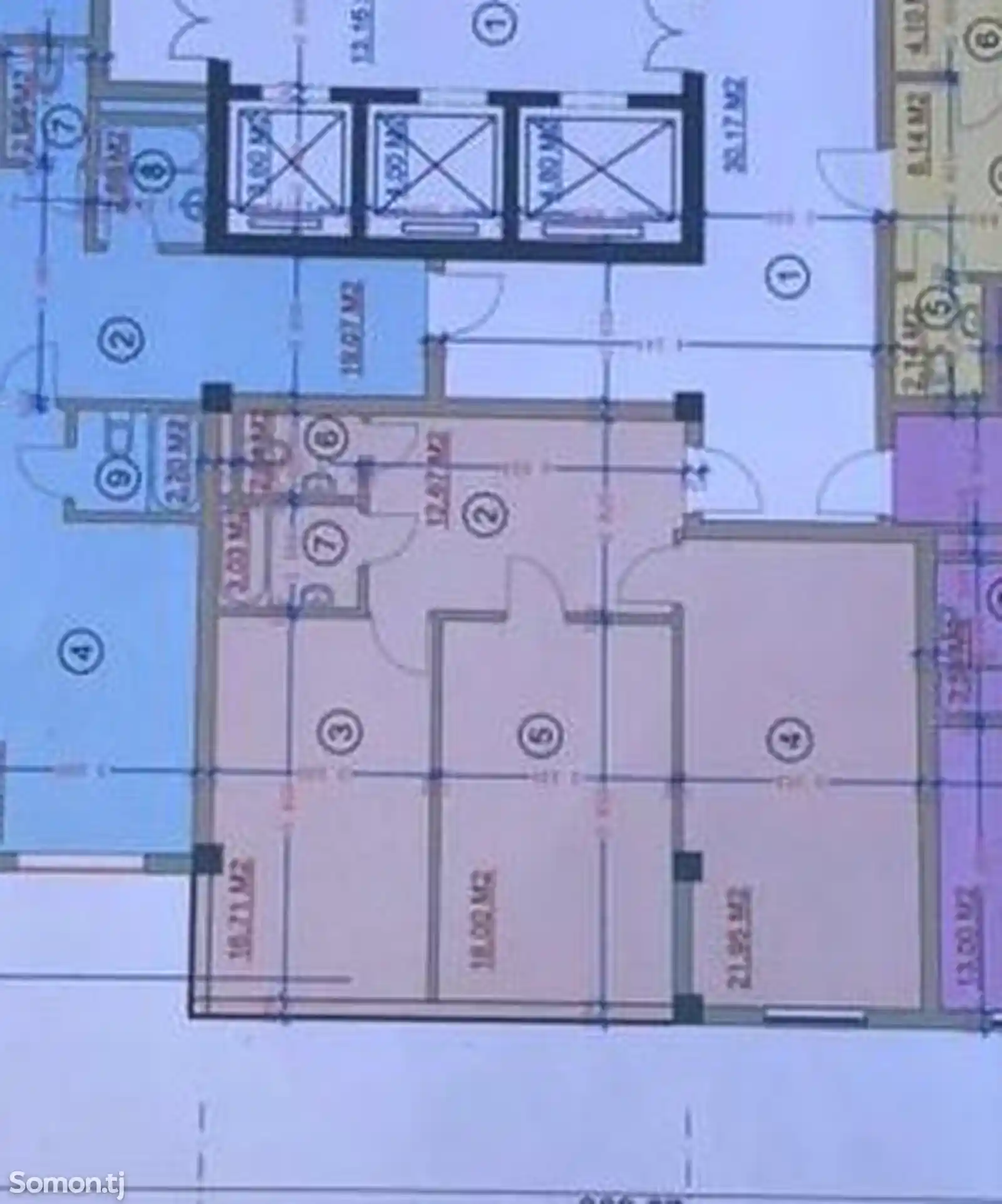 2-комн. квартира, 13 этаж, 75 м², Исмоили Сомони-3