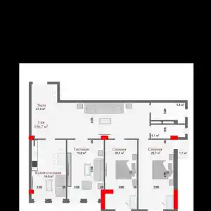 3-комн. квартира, 3 этаж, 136 м², Исмоли Сомони