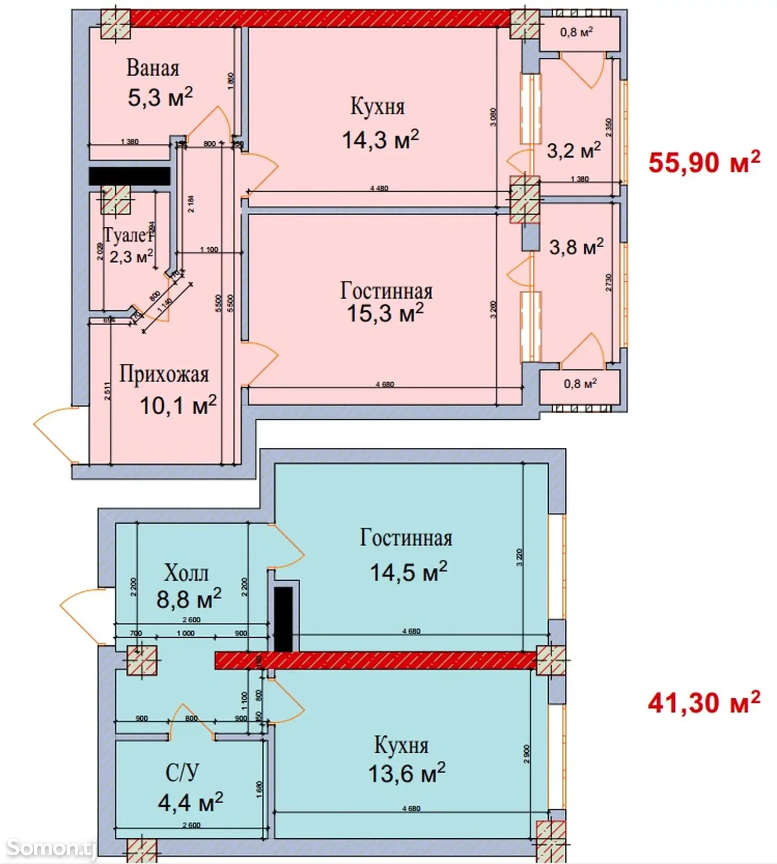 3-комн. квартира, 16 этаж, 97 м², Шохмансур-6