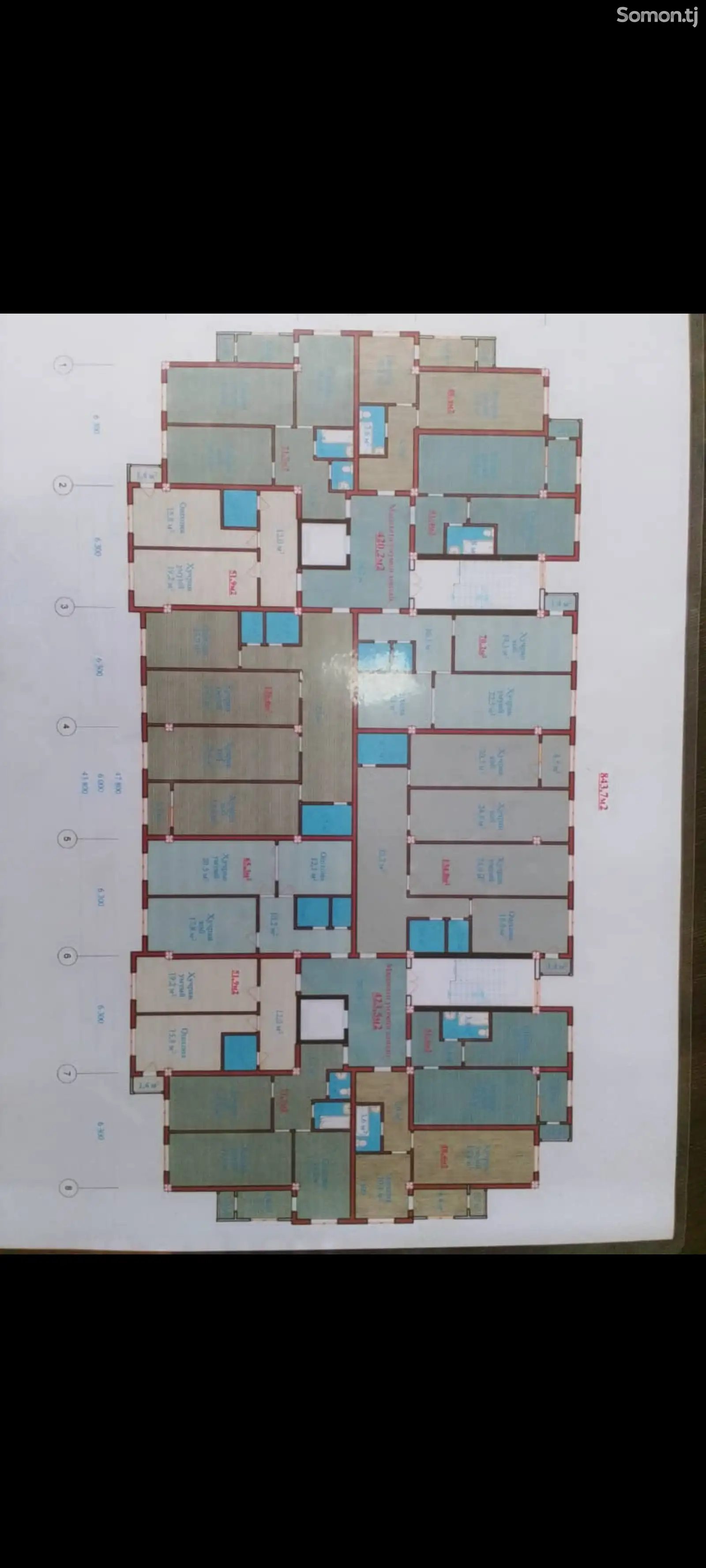 2-комн. квартира, 8 этаж, 58 м², шахраки Сомониён-1