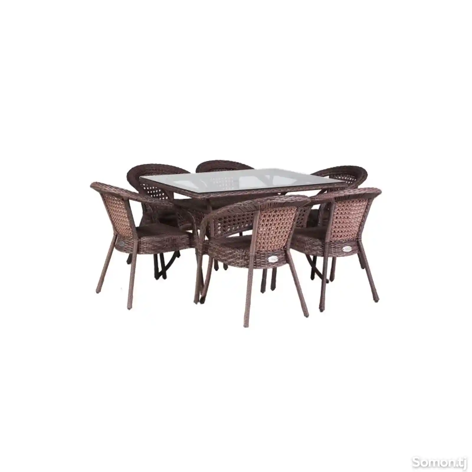 Комплект стульев DECO 6 с прямоугольным столом коричневый