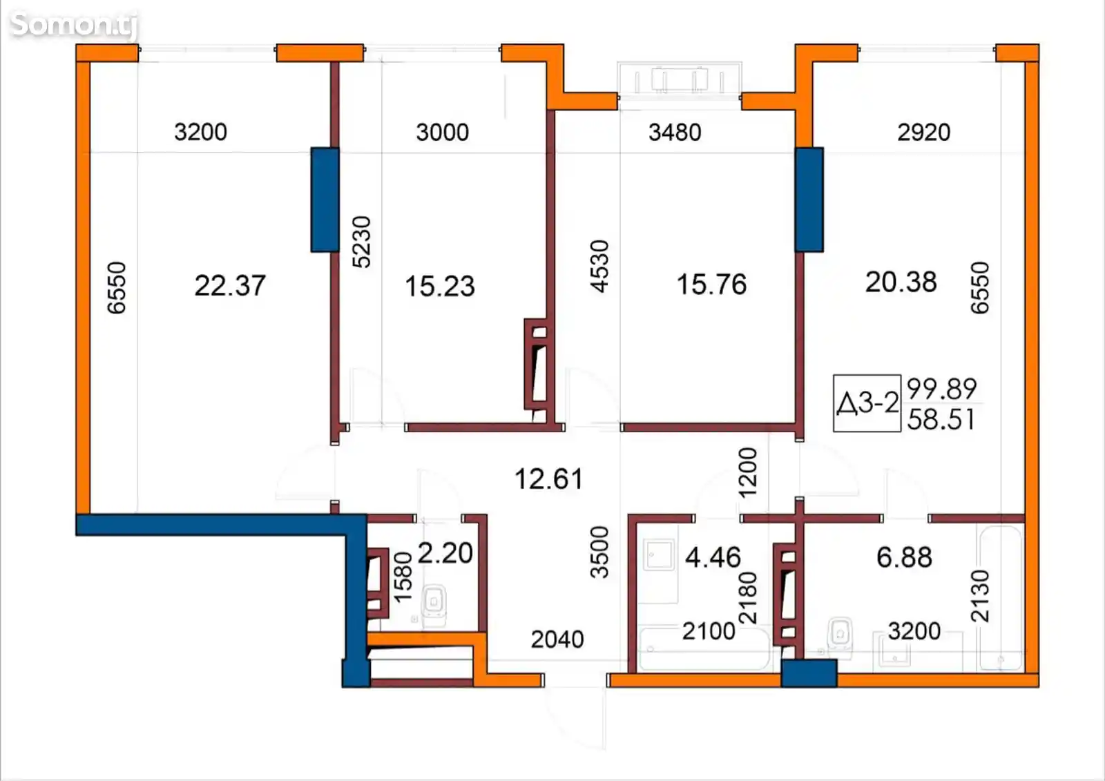 3-комн. квартира, 8 этаж, 98 м², Улица Шохтемур, Сити парк-1