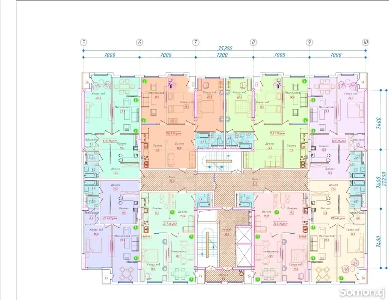 3-комн. квартира, 9 этаж, 106 м², Зеленый базар-3