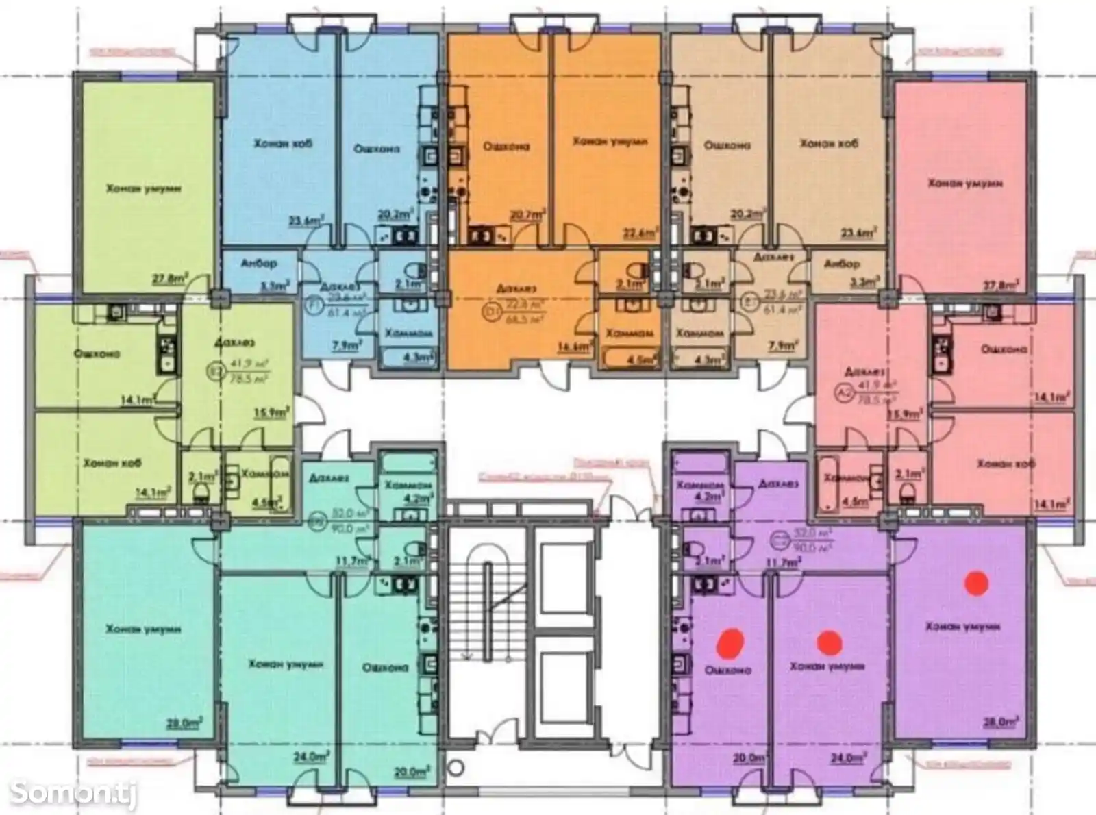 1-комн. квартира, 3 этаж, 67 м², Сомони-2