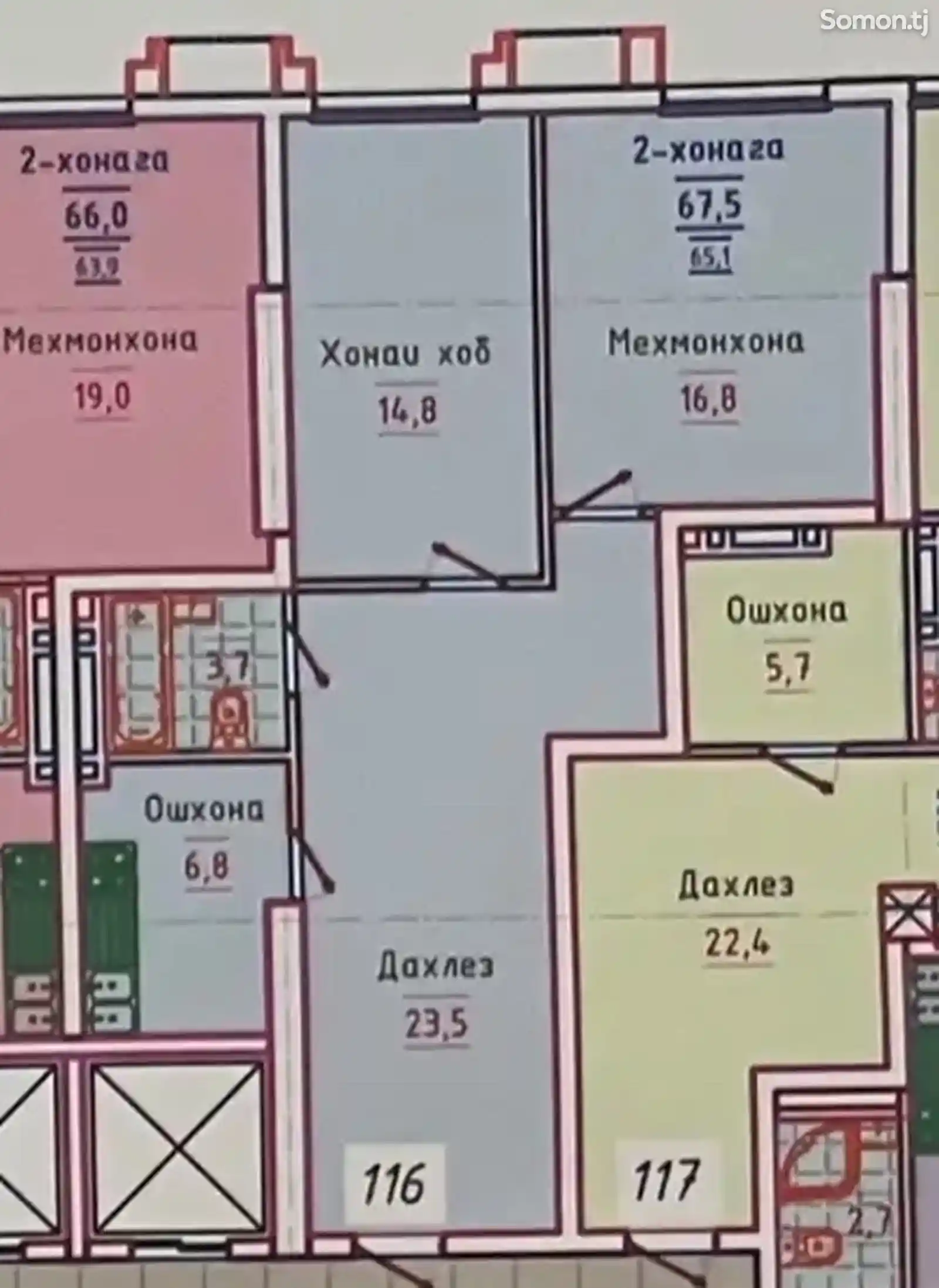 2-комн. квартира, 16 этаж, 65 м², Цирк-2