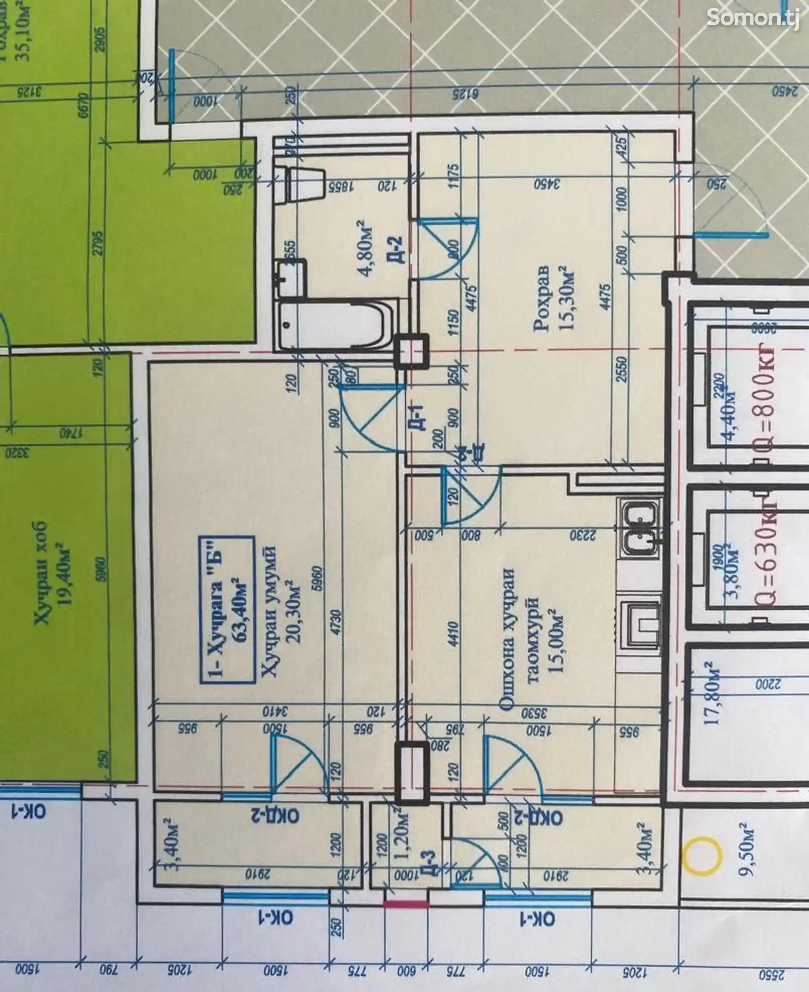 1-комн. квартира, 11 этаж, 63 м², Панчшанбе-5