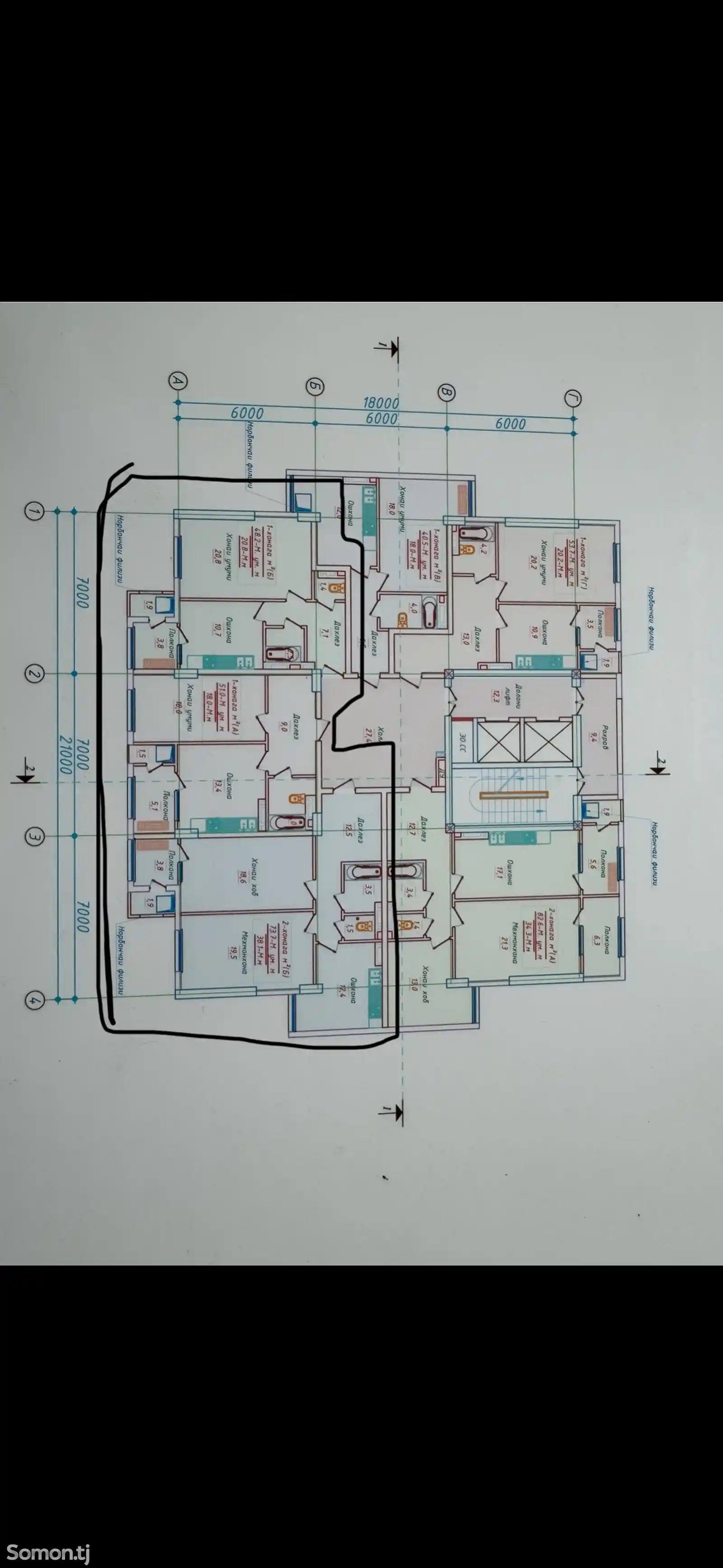 2-комн. квартира, 9 этаж, 74 м², Марказ