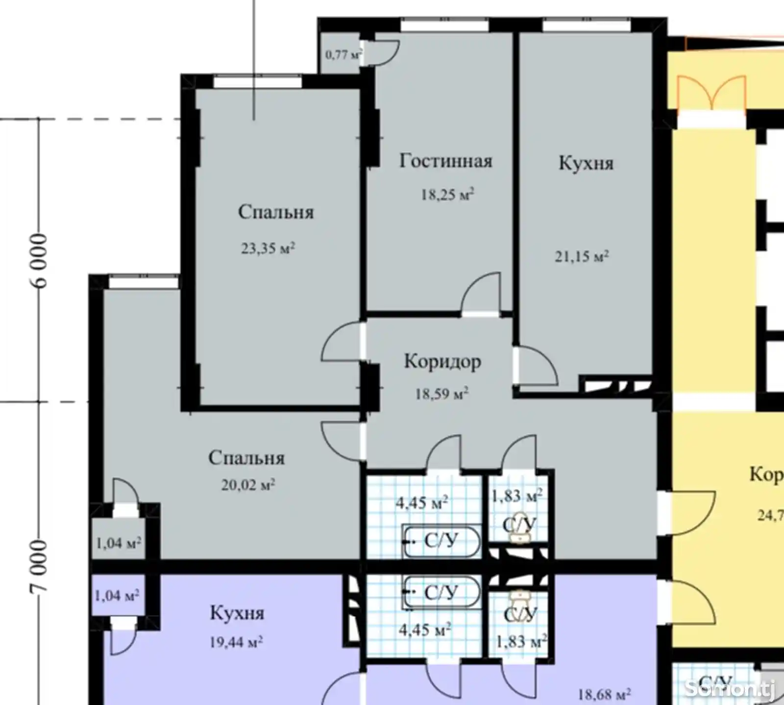 3-комн. квартира, 13 этаж, 110 м², Шохмансур, Ватан-4