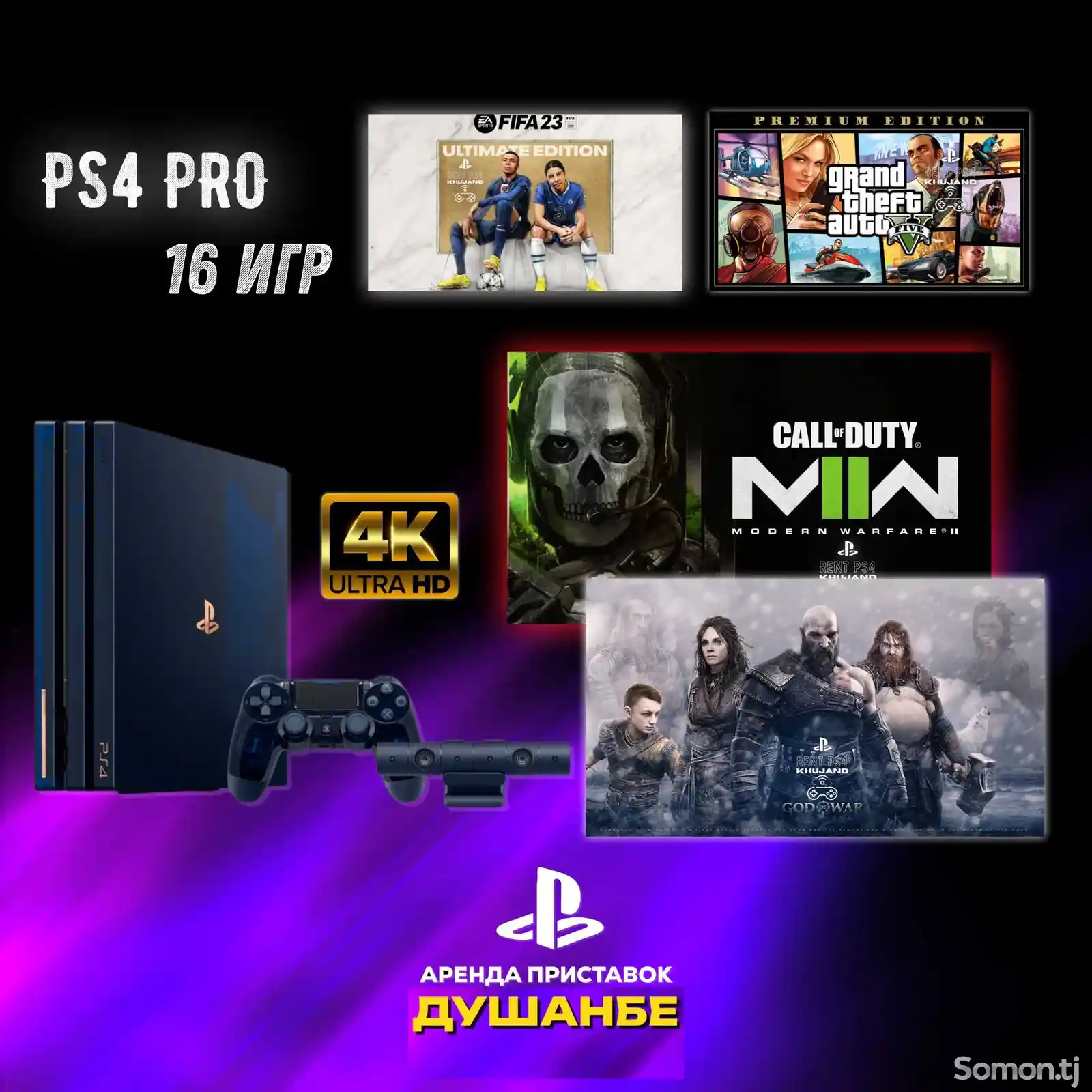 Игровая приставка в аренду Sony PlayStation 4 Pro-2