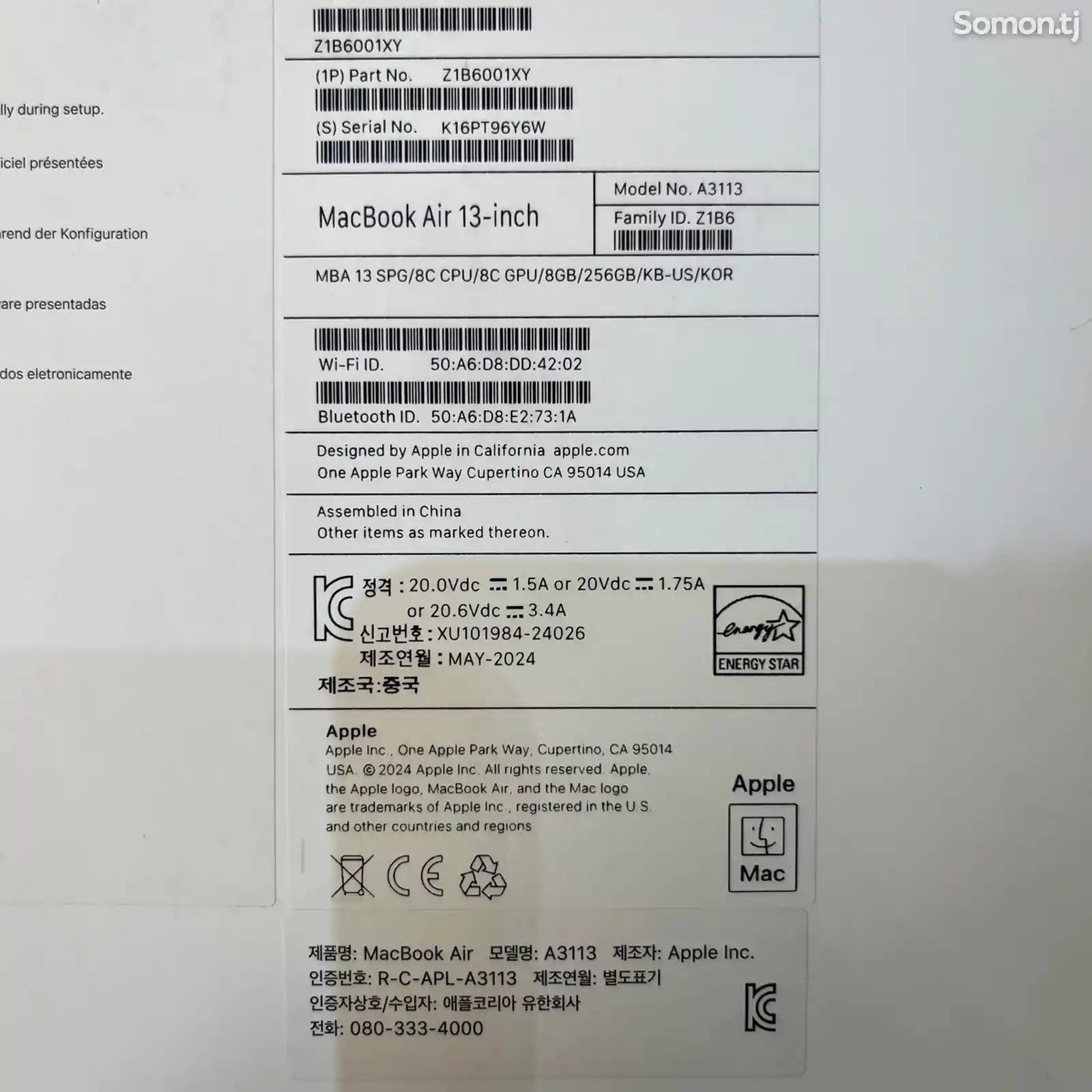 Ноутбук Macbook Air 13, M3, 2024-11