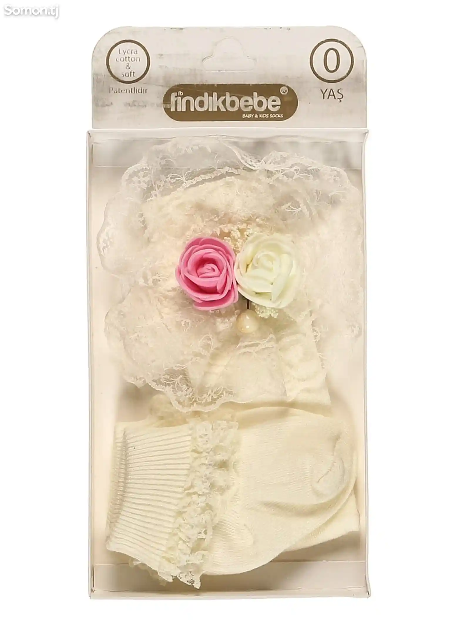 Подарочный набор для новорожденных повязка на голову и носочки-1