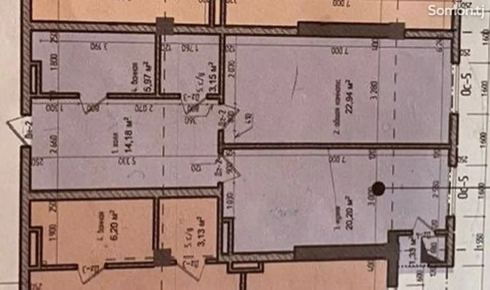 1-комн. квартира, 6 этаж, 67 м², Исмоили Сомони-1