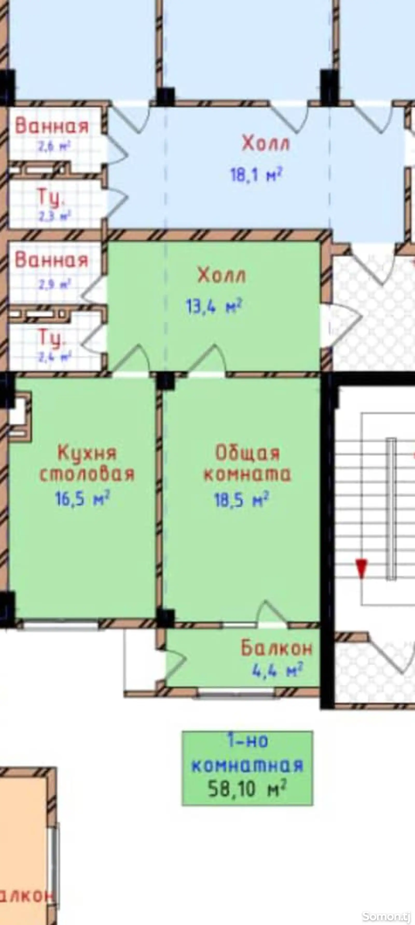 2-комн. квартира, 11 этаж, 58 м², Воданасос-2