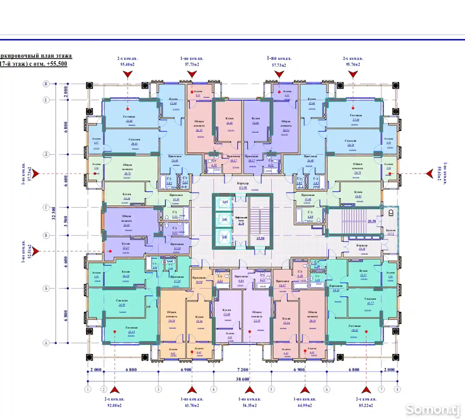 2-комн. квартира, 17 этаж, 58 м², Садбарг-7