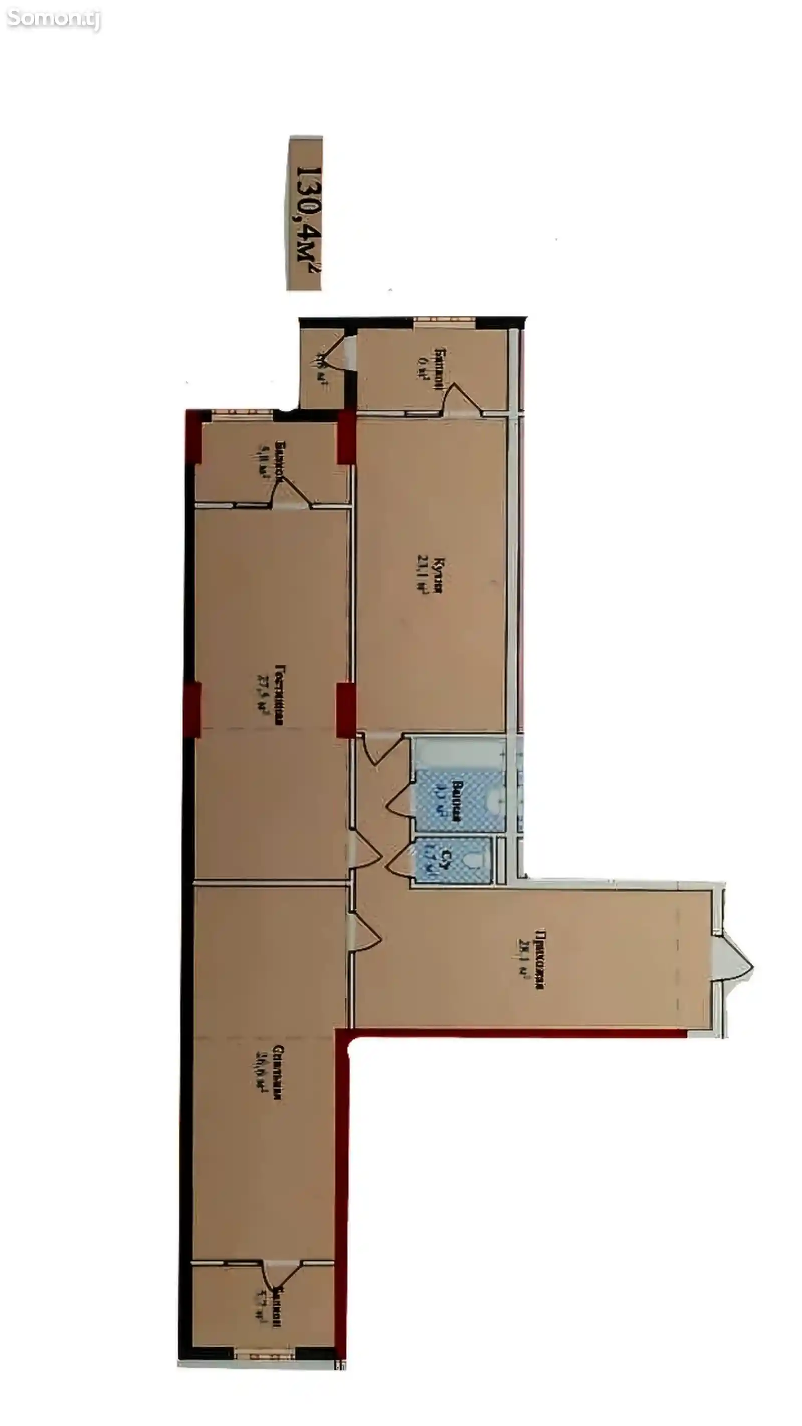 2-комн. квартира, 12 этаж, 130 м², Казокон - Курутобхонаи Нур-3