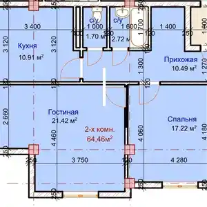 2-комн. квартира, 6 этаж, 65 м², Нихи