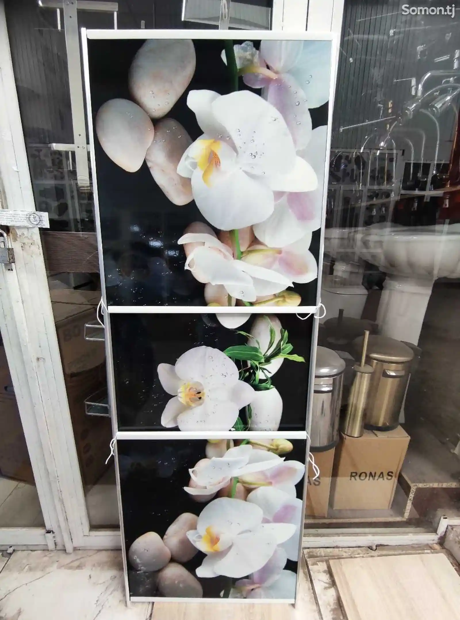 Экран под ванну 3D - Орхидея на черном 170см-1