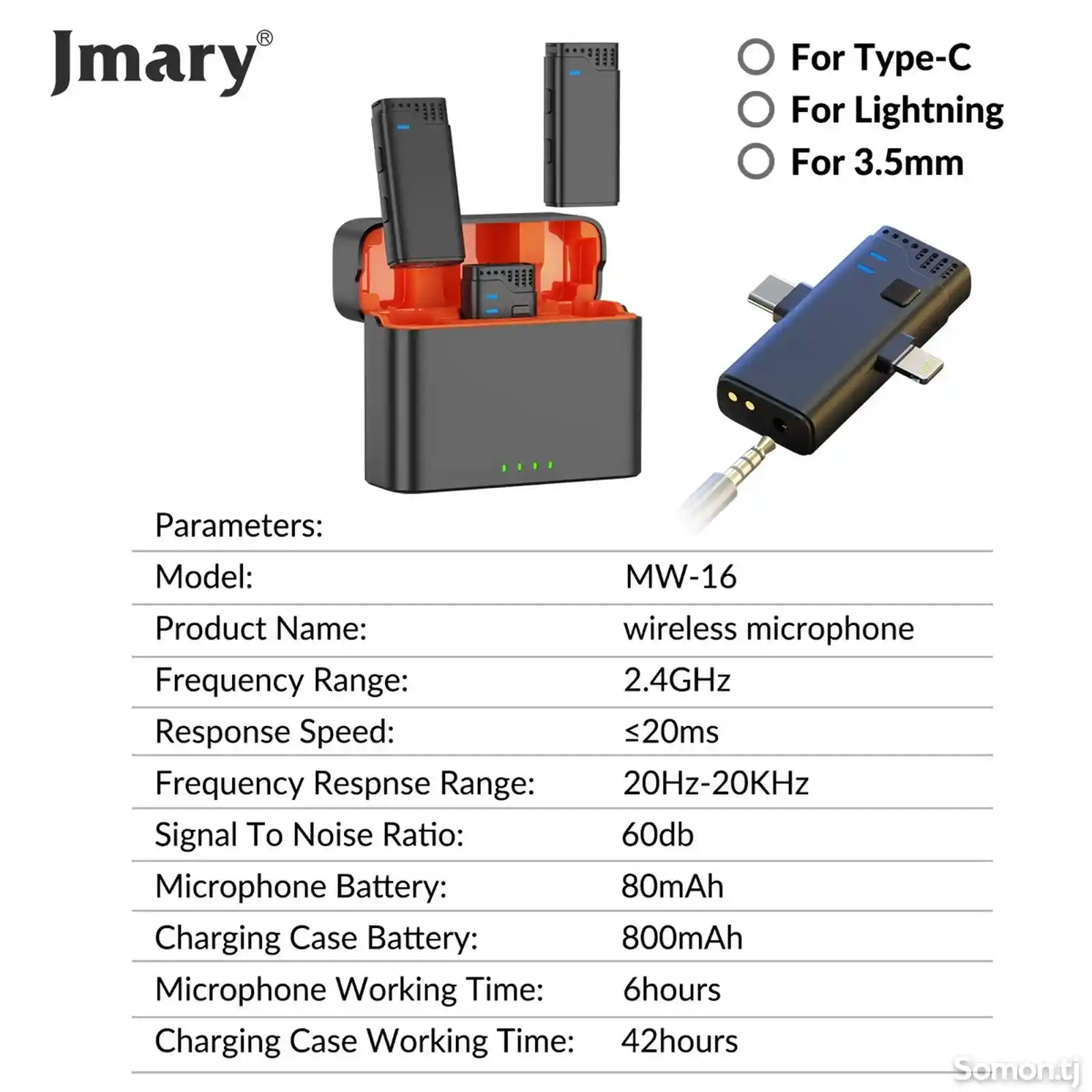 Беспроводной петличный микрофон, универсальный Jmary MW-16, шумоподавление-7