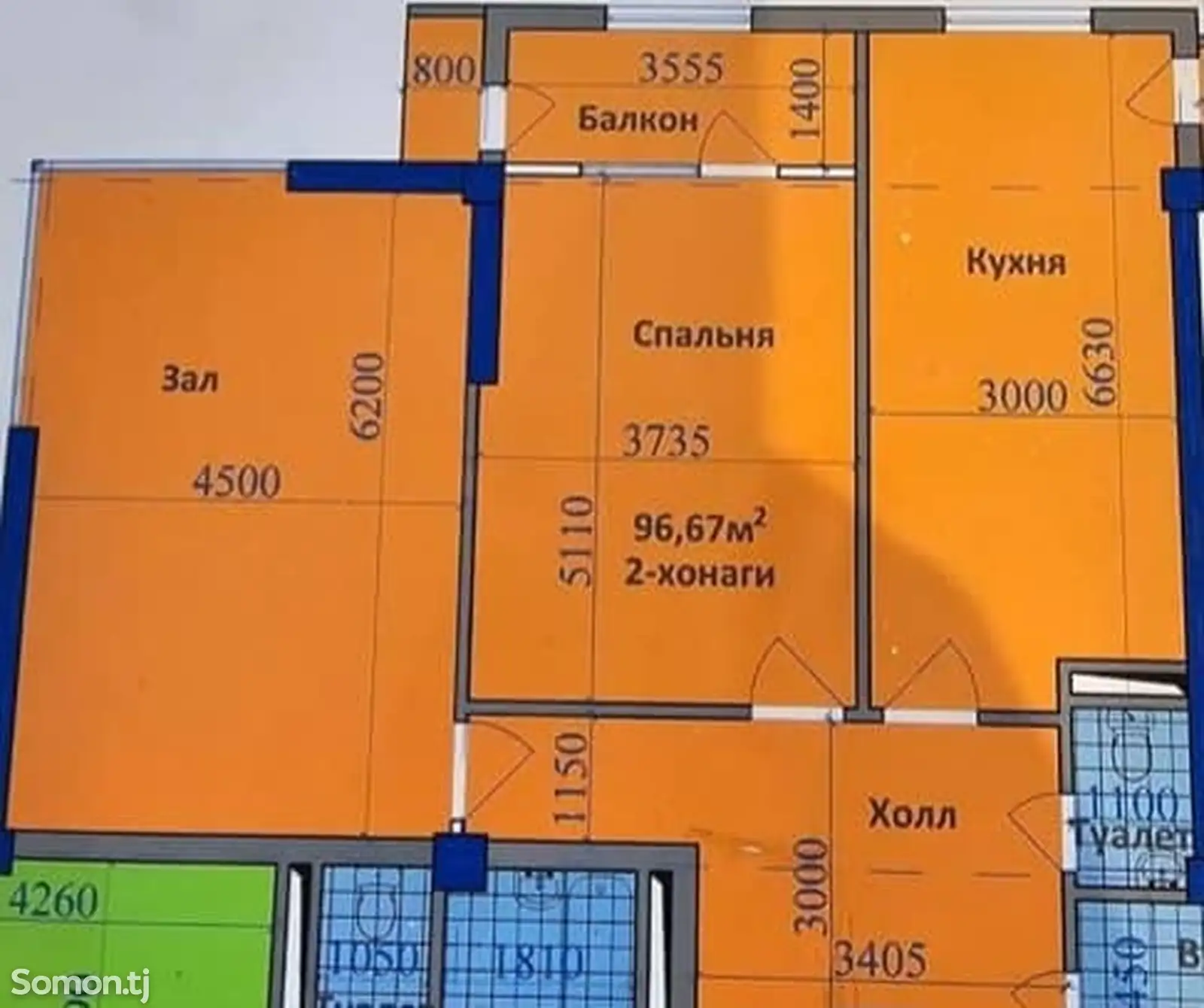 2-комн. квартира, 7 этаж, 96 м², Старый аэропорт-6