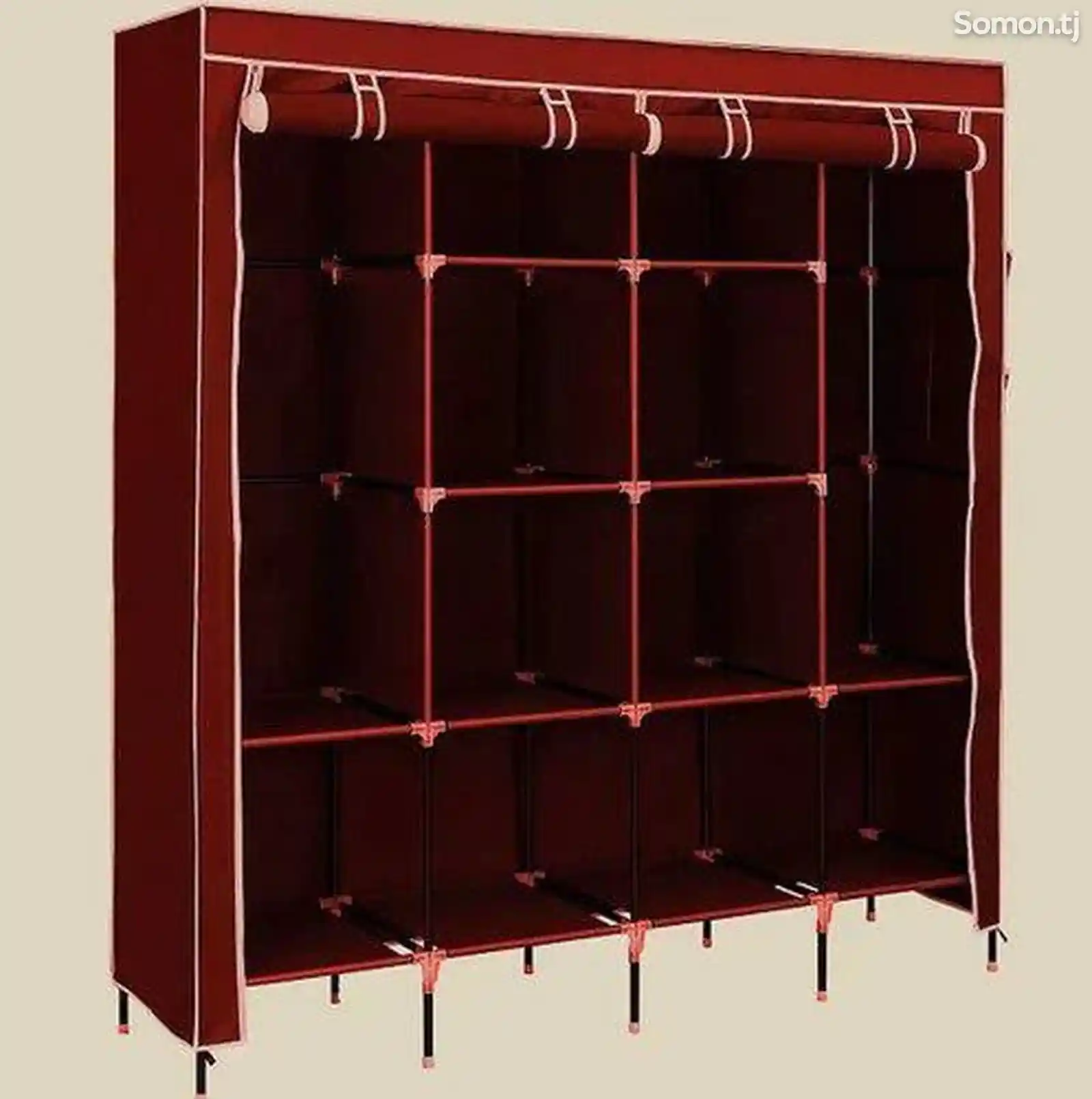Складной шкаф Каркасный Тканевый Storage Wardrobe для одежды, бордовый-2
