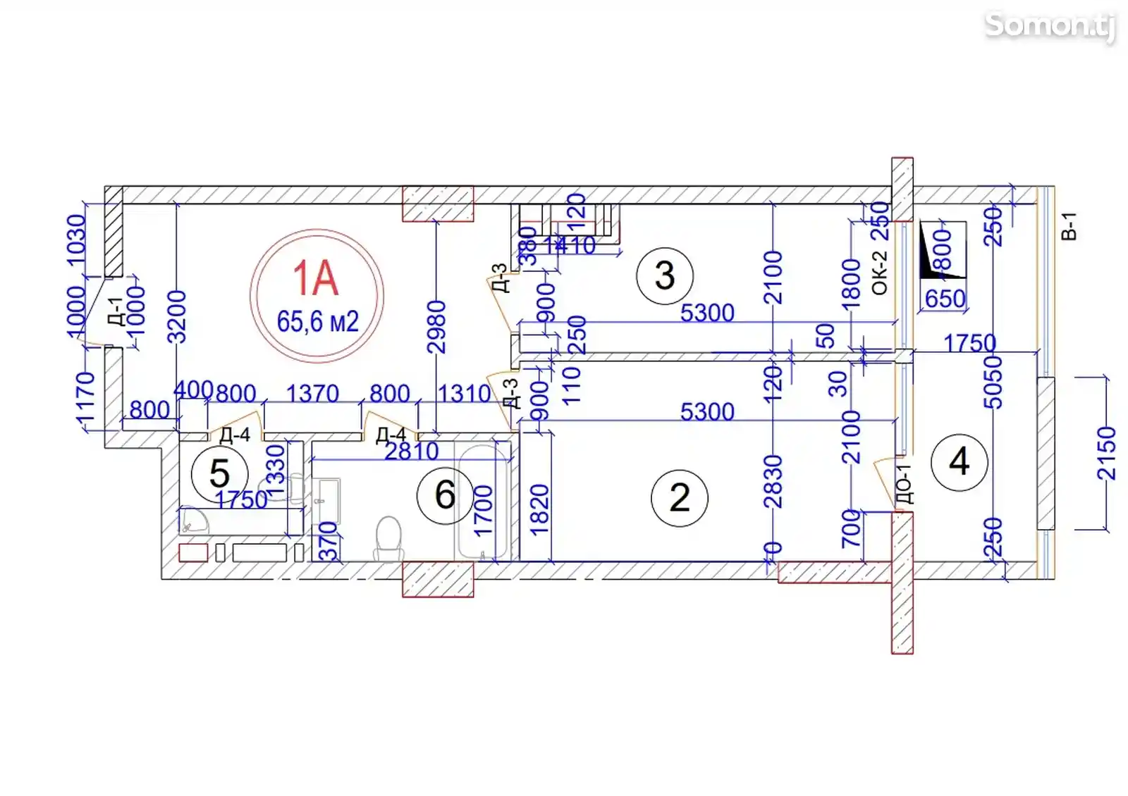 2-комн. квартира, 11 этаж, 66 м², Исмоили Сомони-4