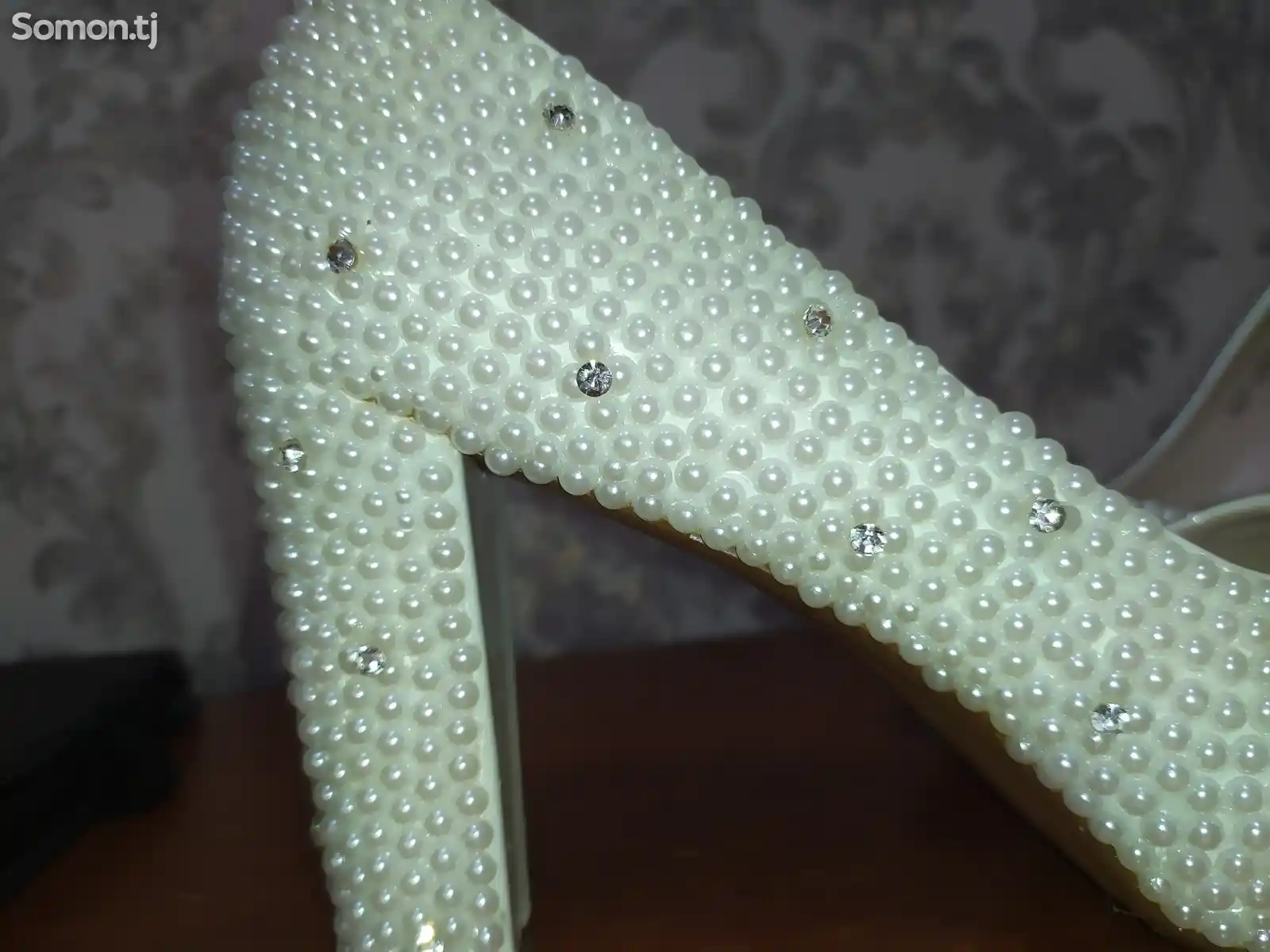 Белые Свадебные туфли с жемчужинами-6