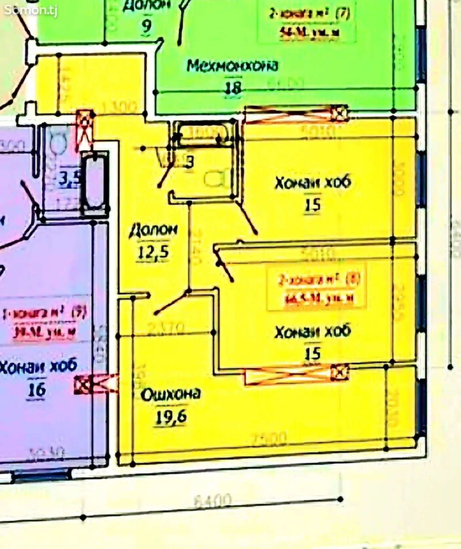 3-комн. квартира, 12 этаж, 66 м², повороти Ленинград-1