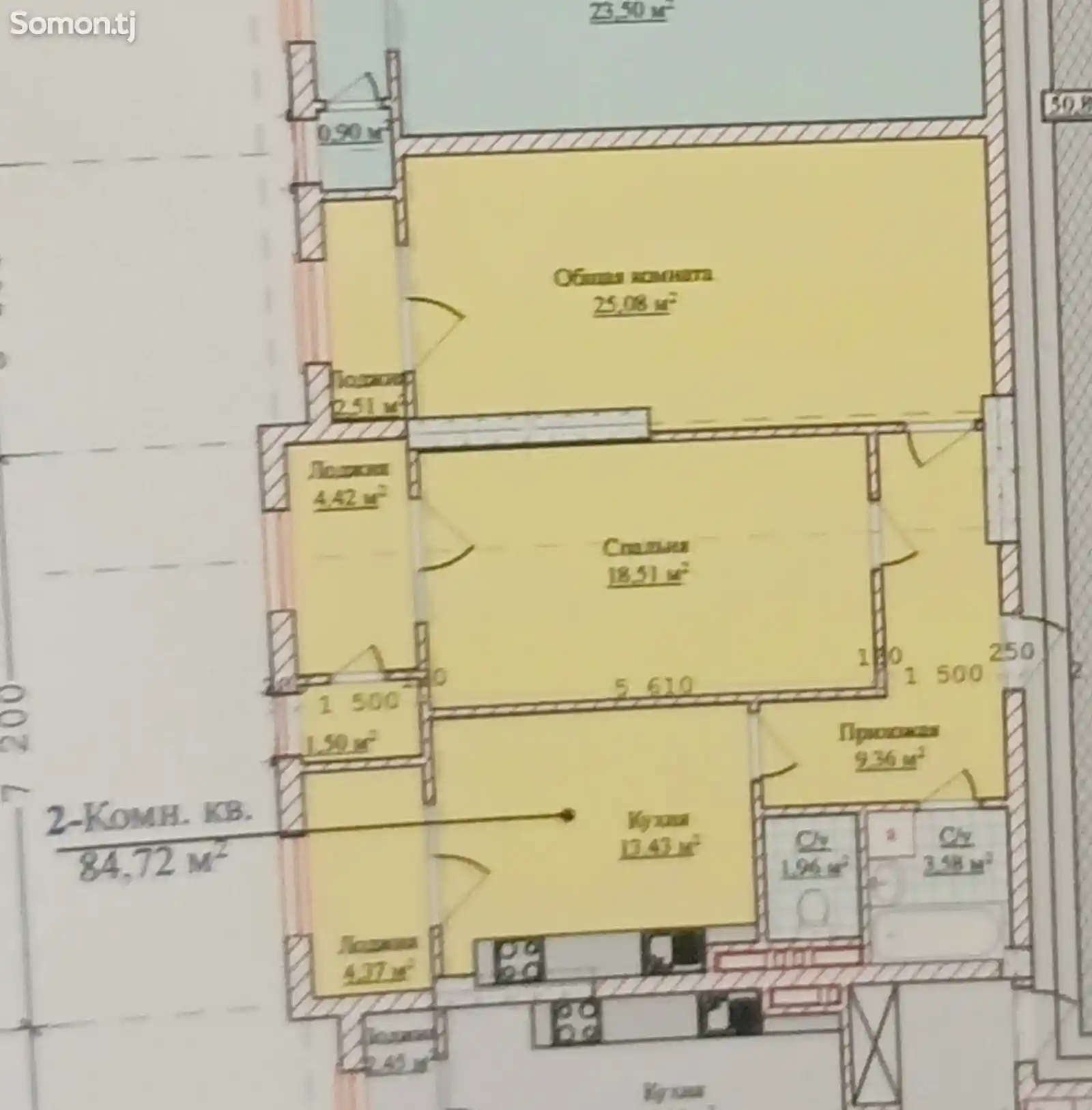 2-комн. квартира, 4 этаж, 84 м², Ленский район-1