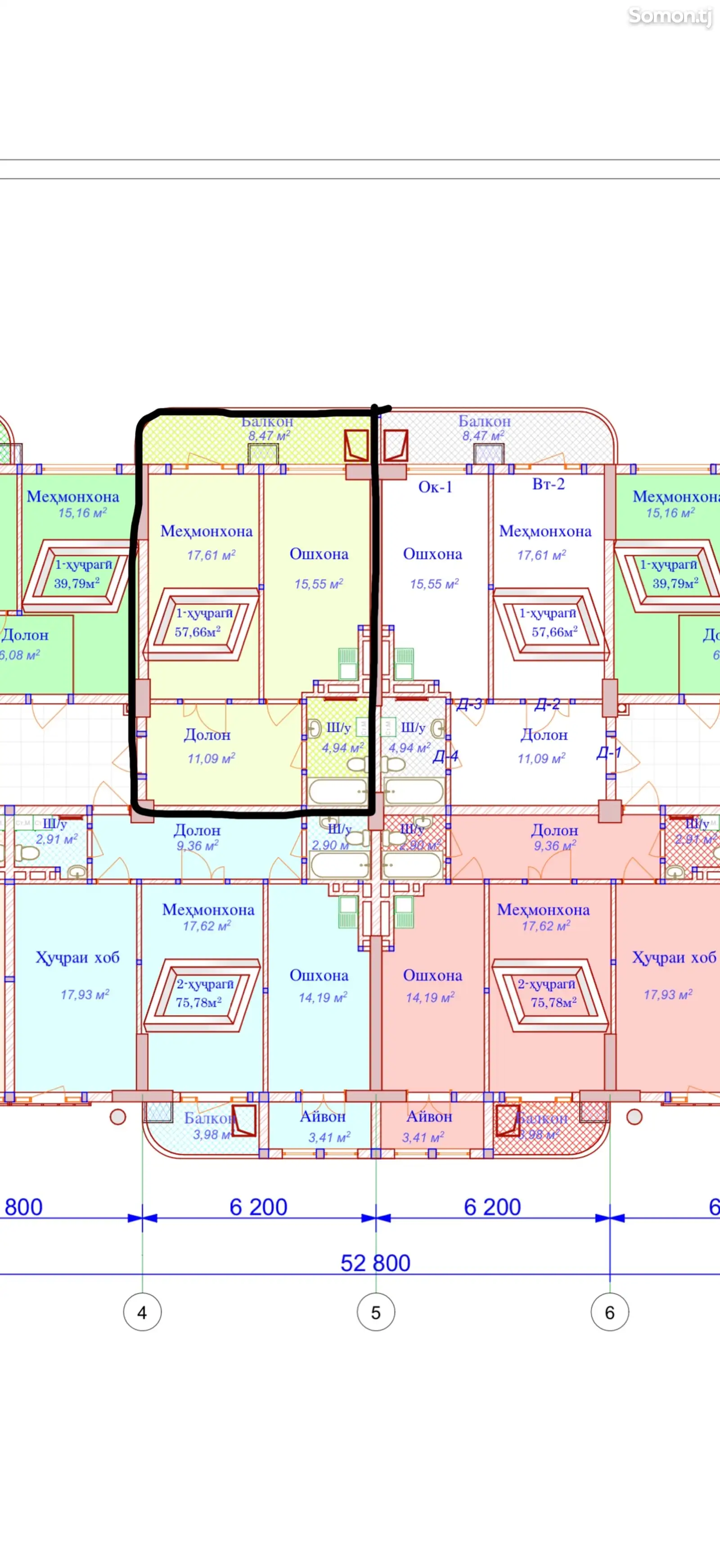 1-комн. квартира, 12 этаж, 58 м², центр-1