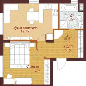 2-комн. квартира, 9 этаж, 47 м², поворот Ленинград