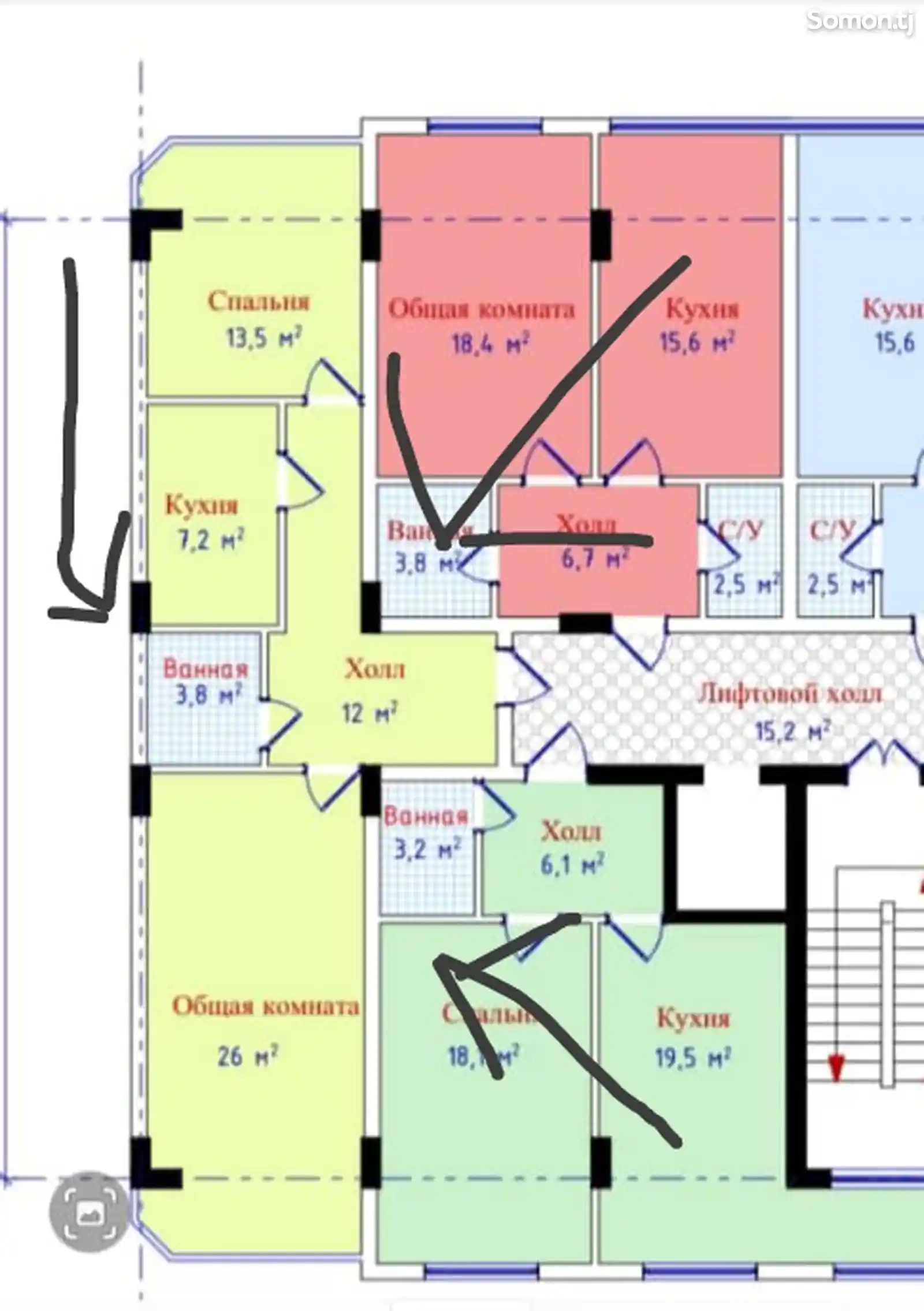 2-комн. квартира, 6 этаж, 63 м², Гулбахор-3