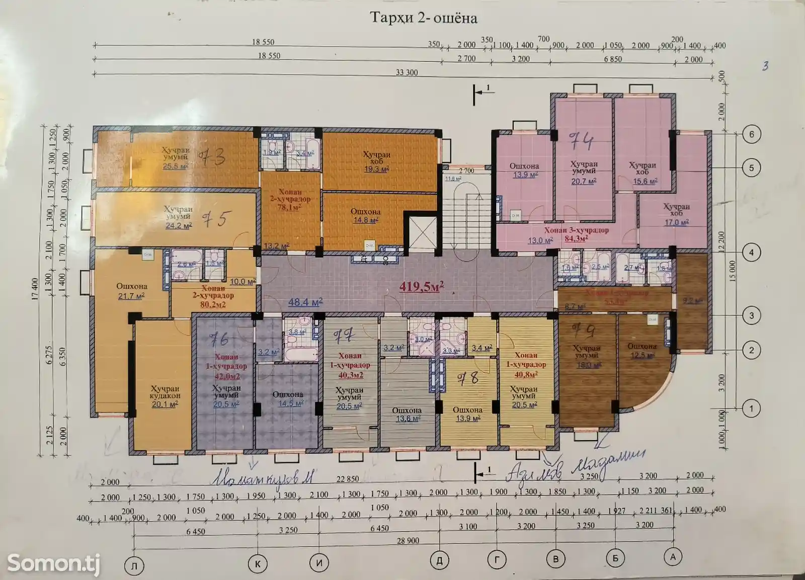 1-комн. квартира, 8 этаж, 42 м², Сомониён-5