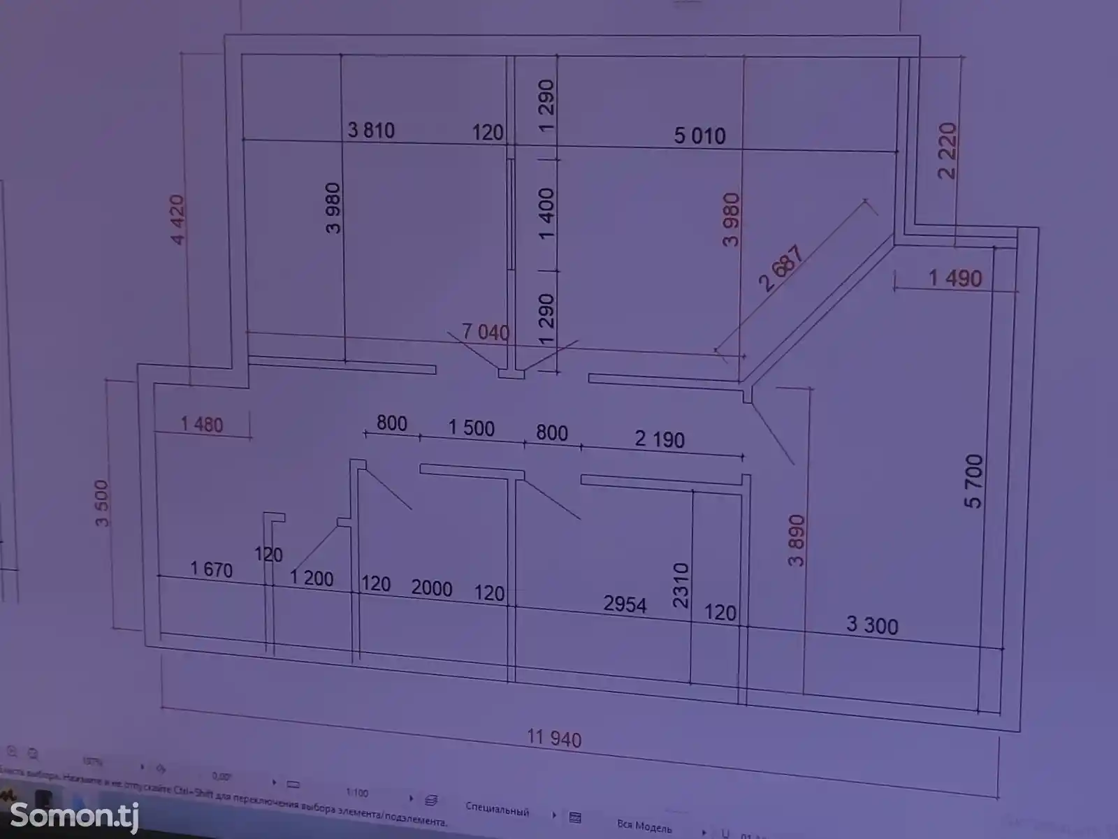 3-комн. квартира, 9 этаж, 75 м², Сино-7