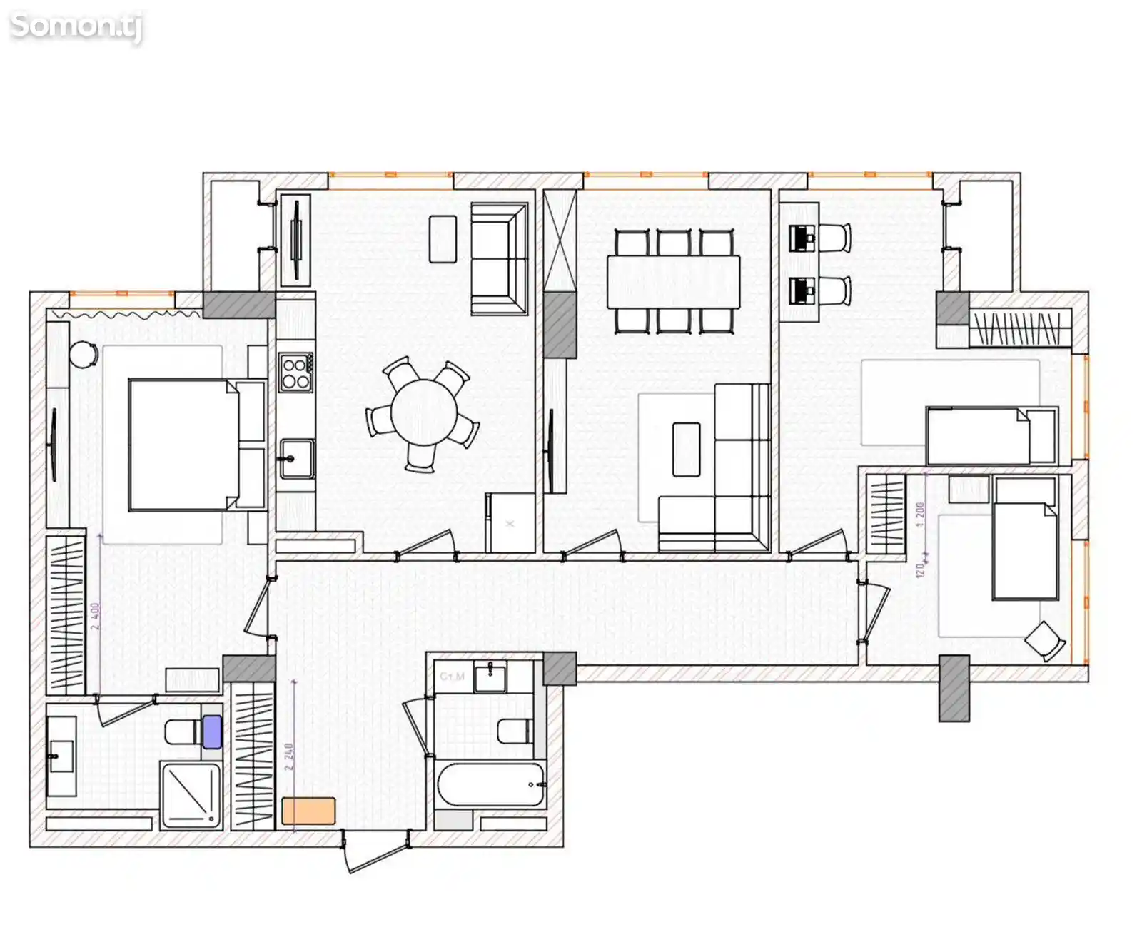 4-комн. квартира, 14 этаж, 116 м², Зеленый базар-4