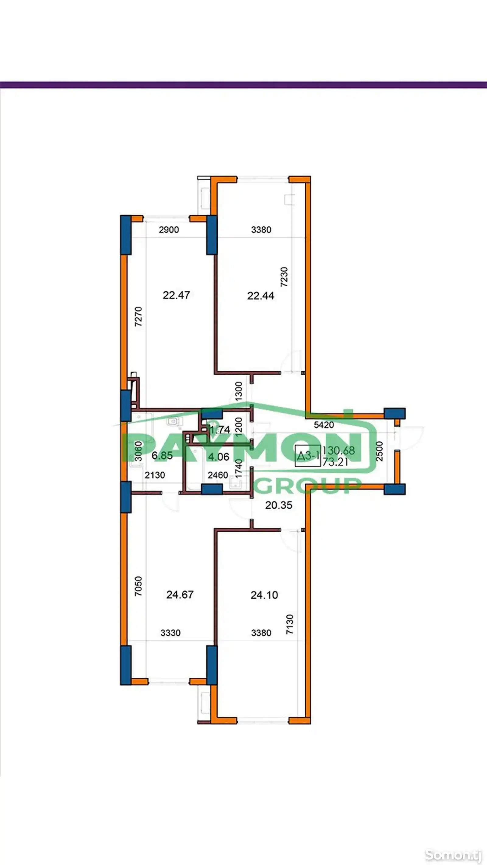 3-комн. квартира, 6 этаж, 99 м², Улица Шотемур, CITY PARK Residences-7