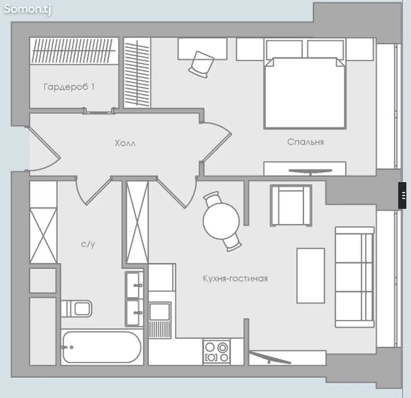 1-комн. квартира, 1 этаж, 41 м², Кучаи Коргар