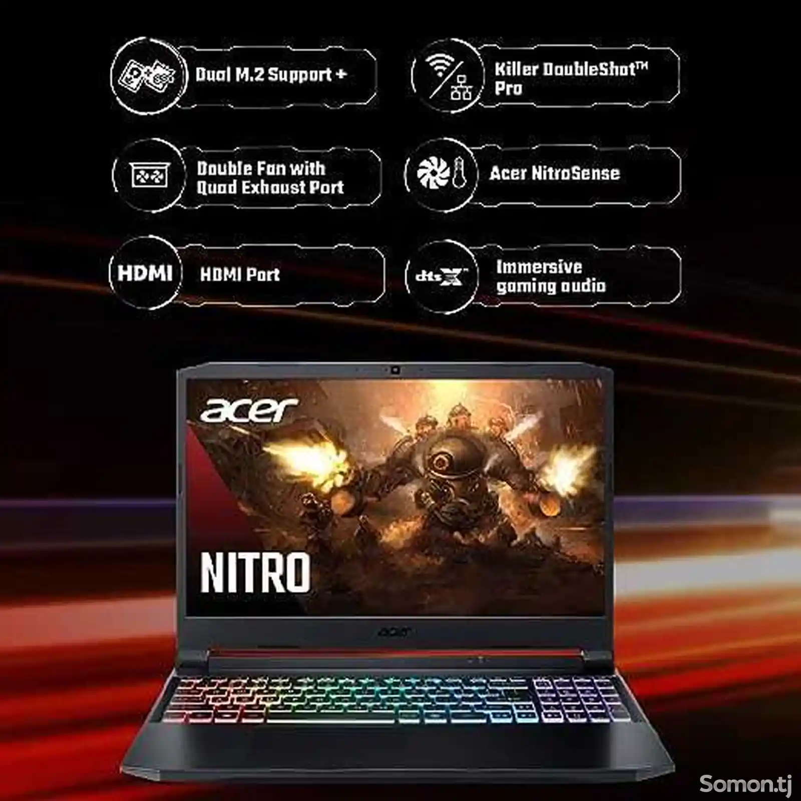 Игровой Ноутбук Acer Nitro 5 Core i7-11800H / RTX 3050Ti 4GB / 8GB / 5-6