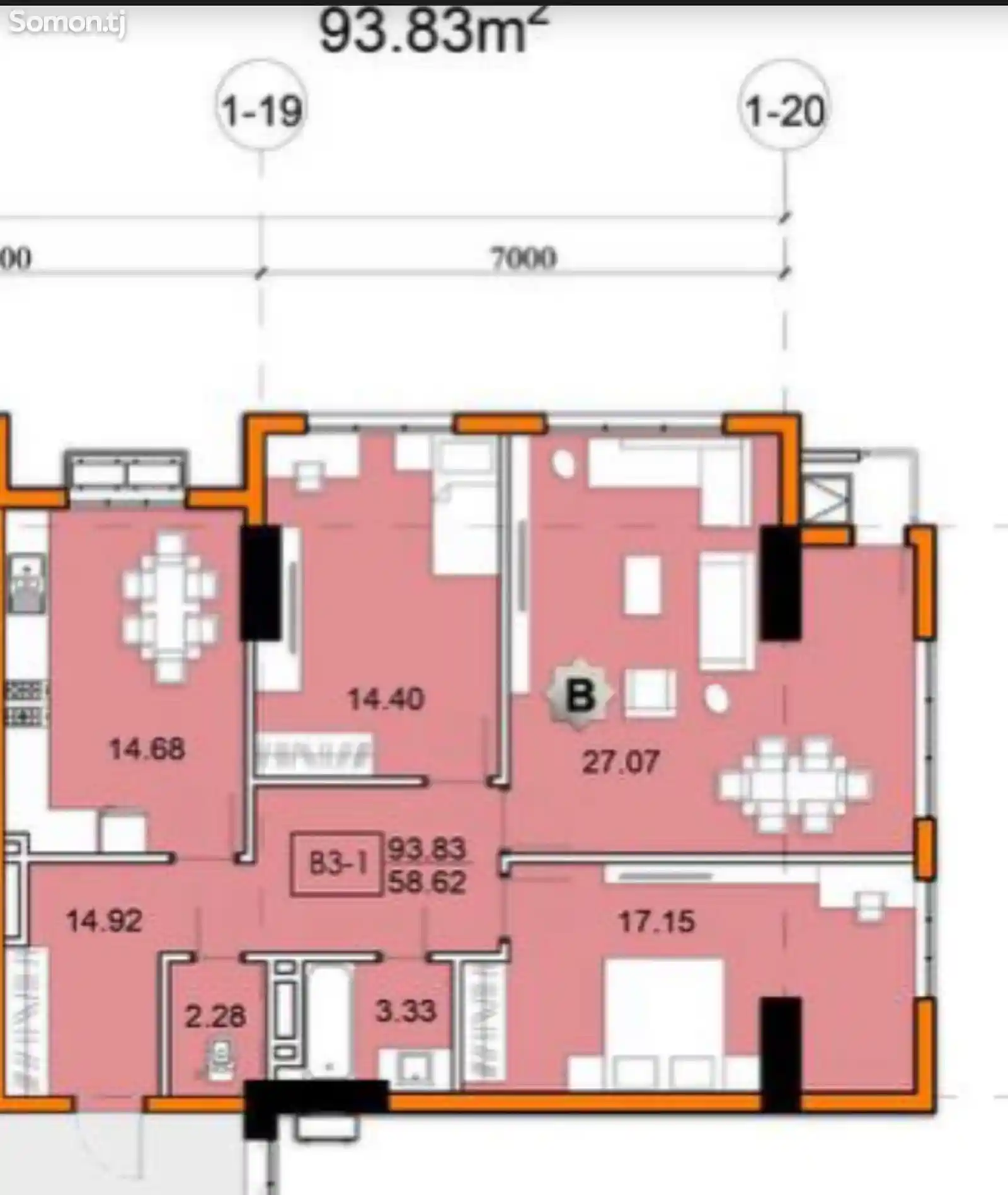 3-комн. квартира, 13 этаж, 94 м², Спартак-5