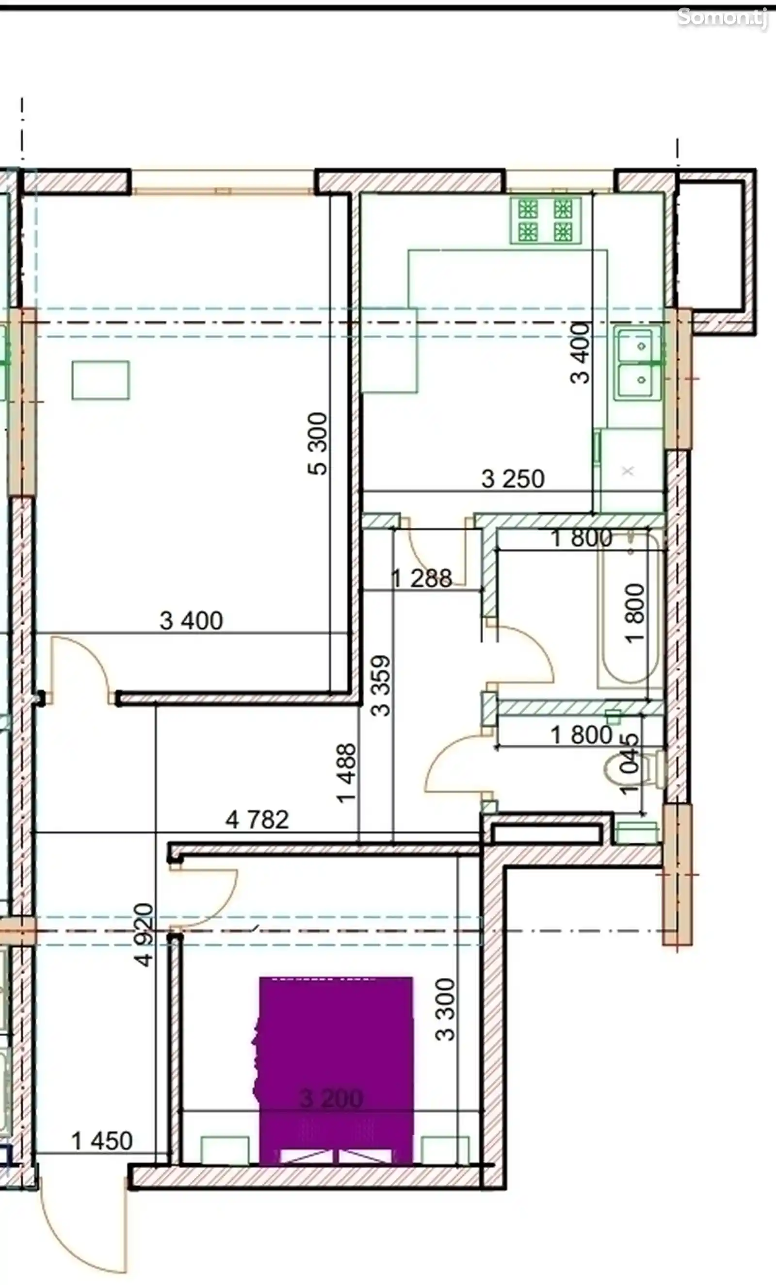 2-комн. квартира, 5 этаж, 65 м², Шохмансур-14