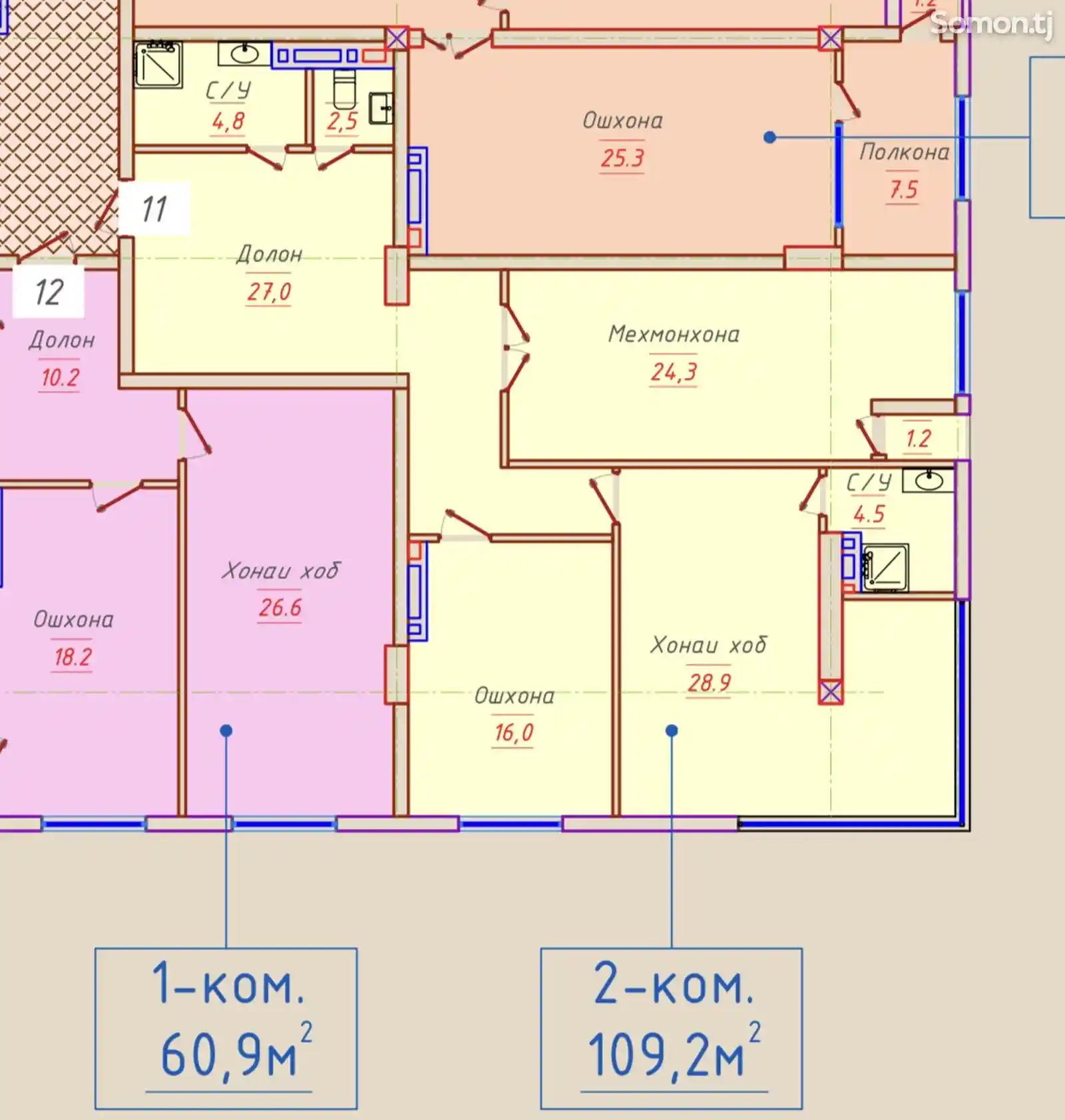 2-комн. квартира, 14 этаж, 110 м², Профсоюз-4