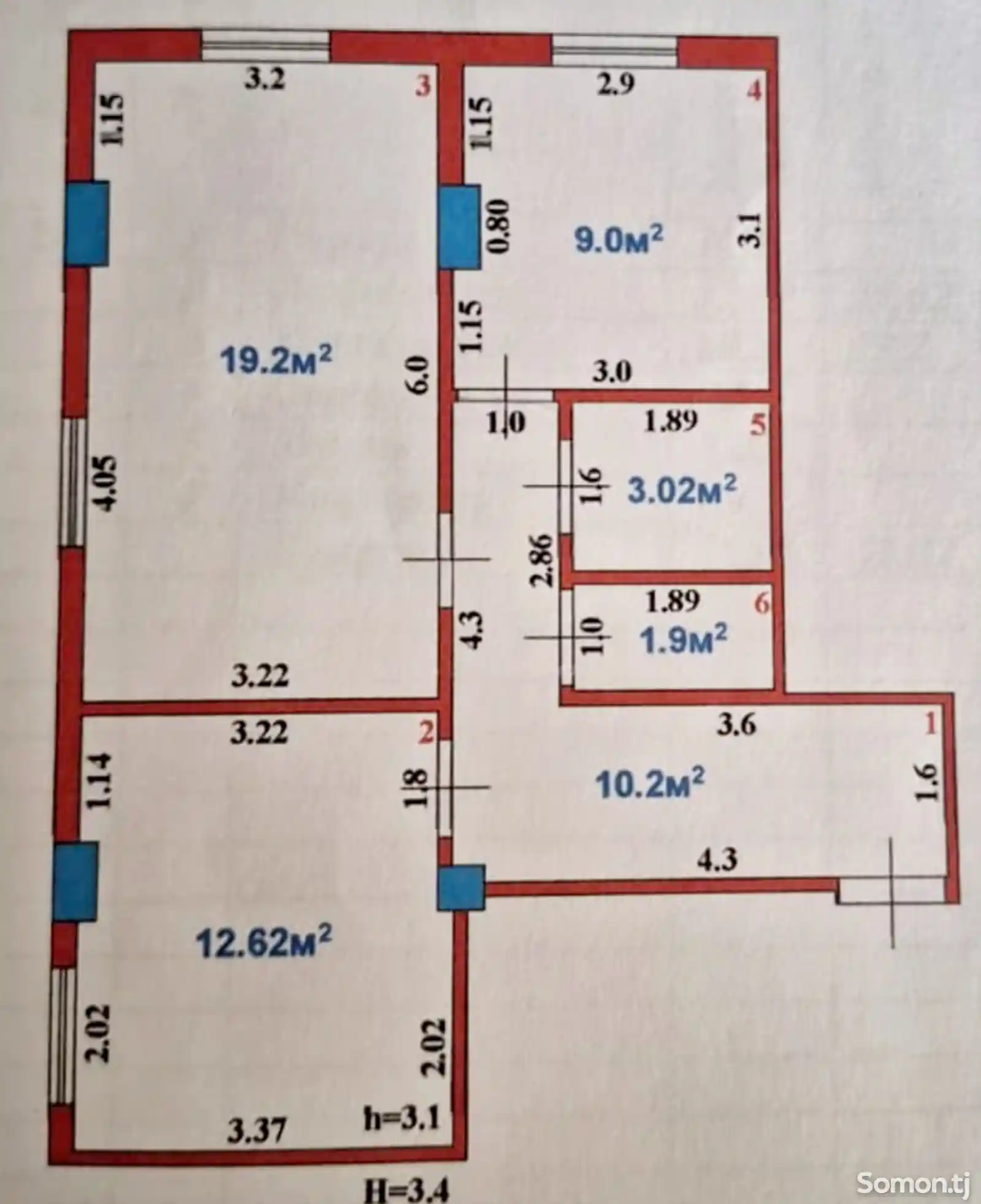 2-комн. квартира, 7 этаж, 66 м², 1мкр-4