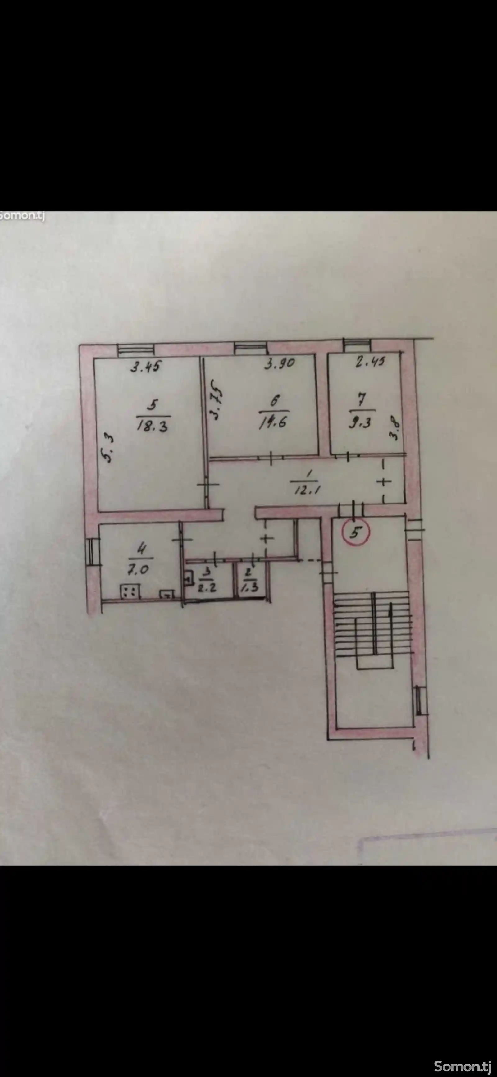 3-комн. квартира, 2 этаж, 65 м², ул. Московская 51-1