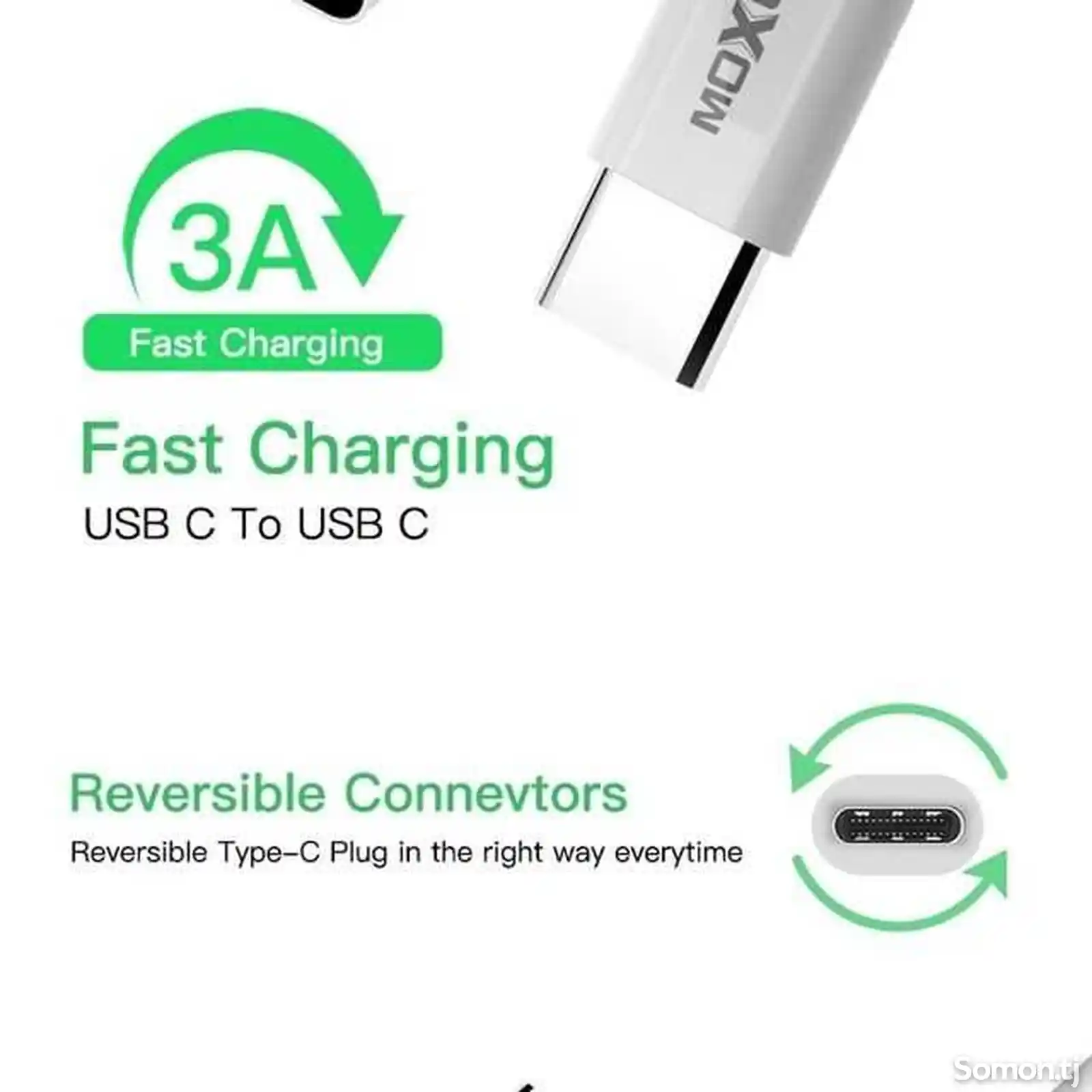 Кабель 60W fast charging 3A type-c to type-c MOXOM CC-71A-9