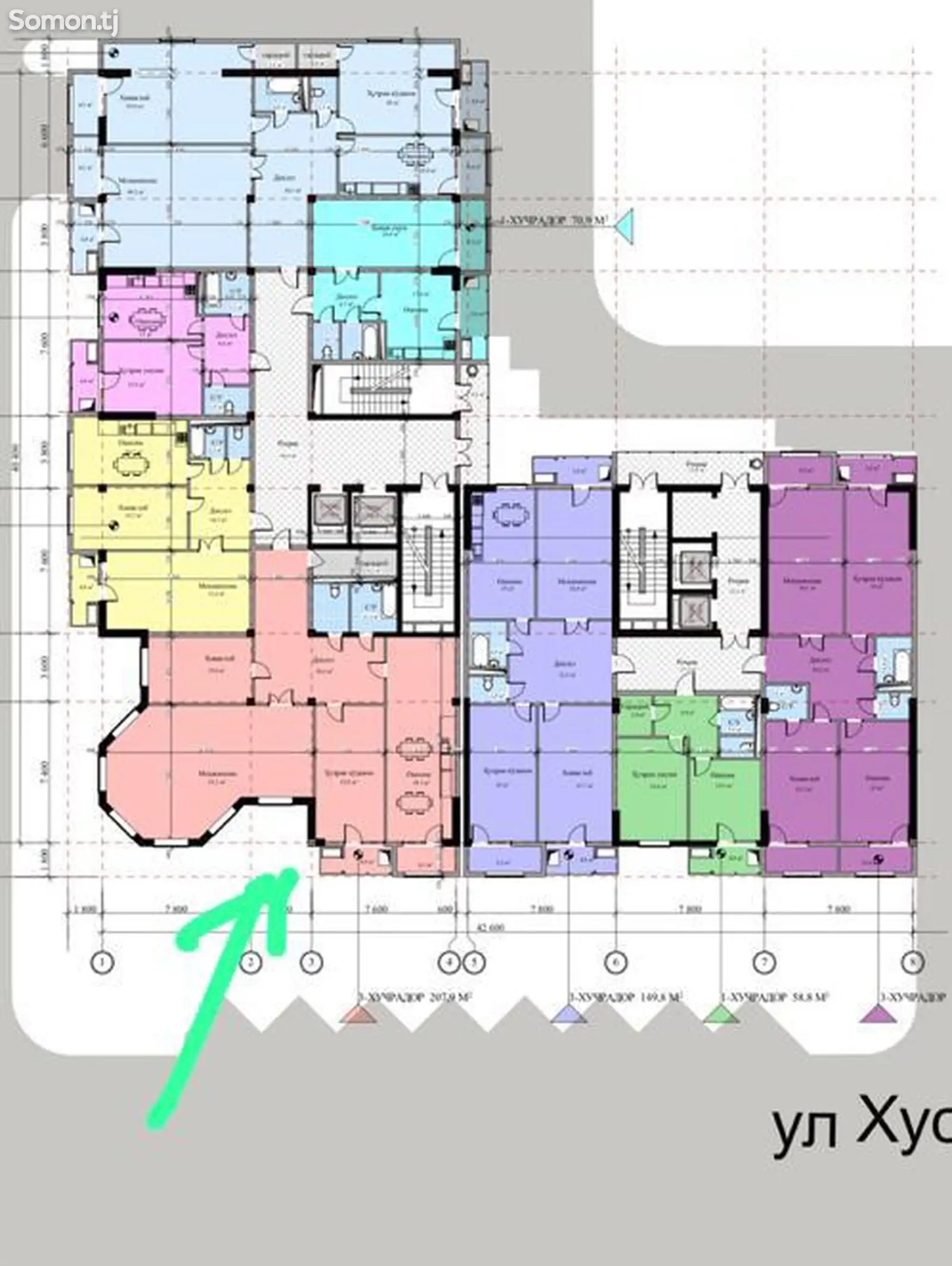 4-комн. квартира, 7 этаж, 206 м², Исмоили сомони, театр оперы и балета-3