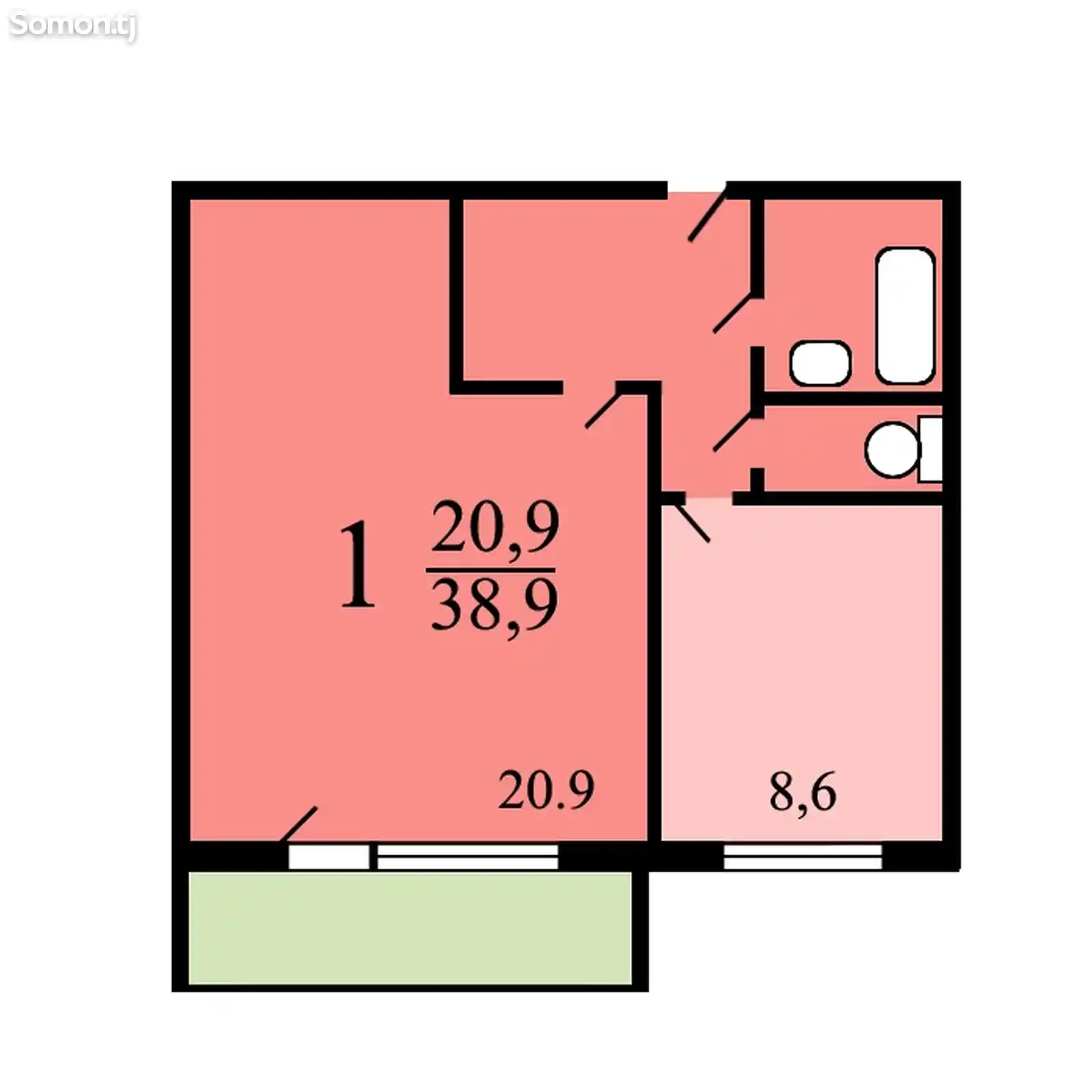 1-комн. квартира, 7 этаж, 40 м², Поворот Ленинграда