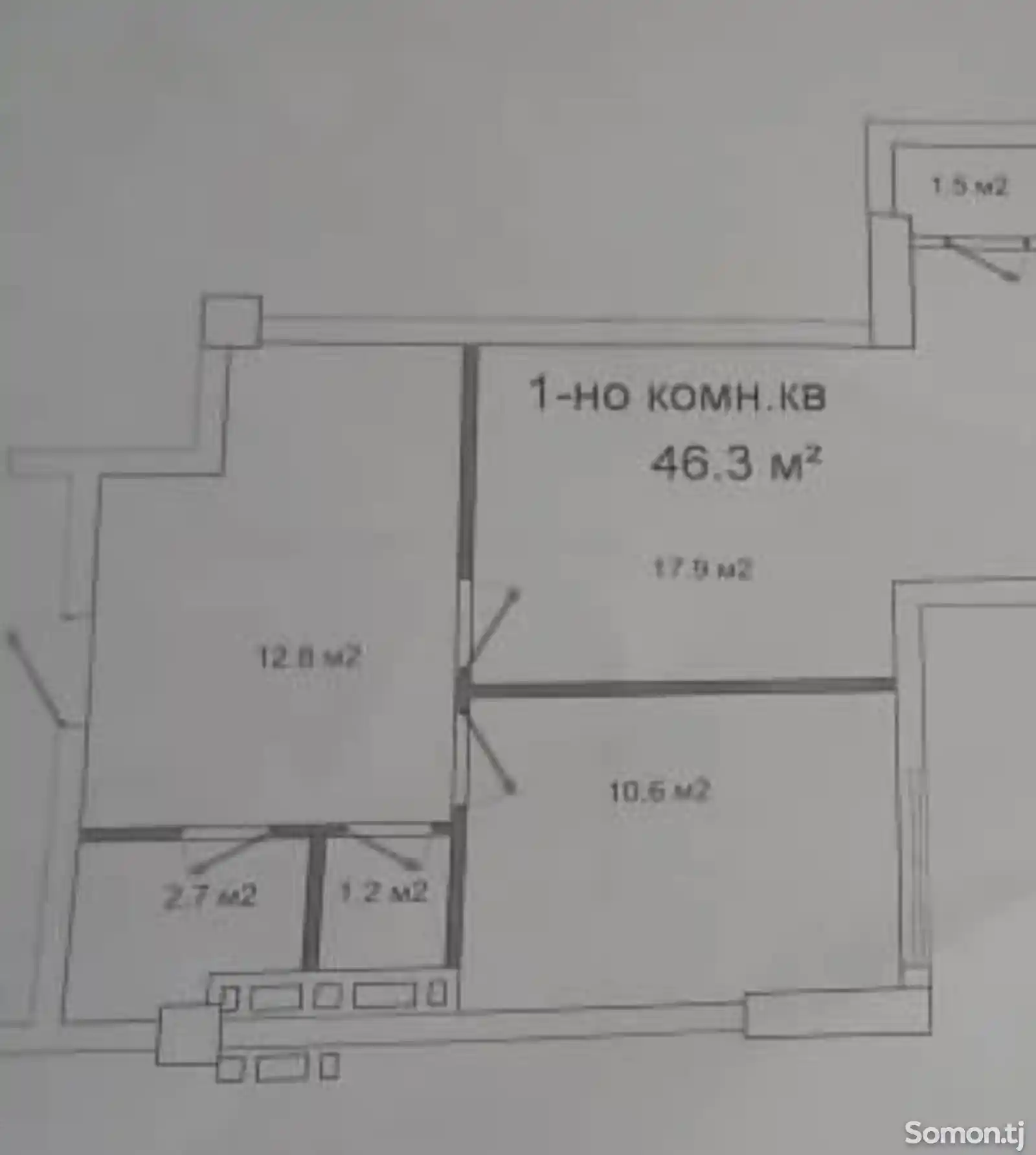 1-комн. квартира, 2 этаж, 52 м², И. Сомони, Водонасос-2