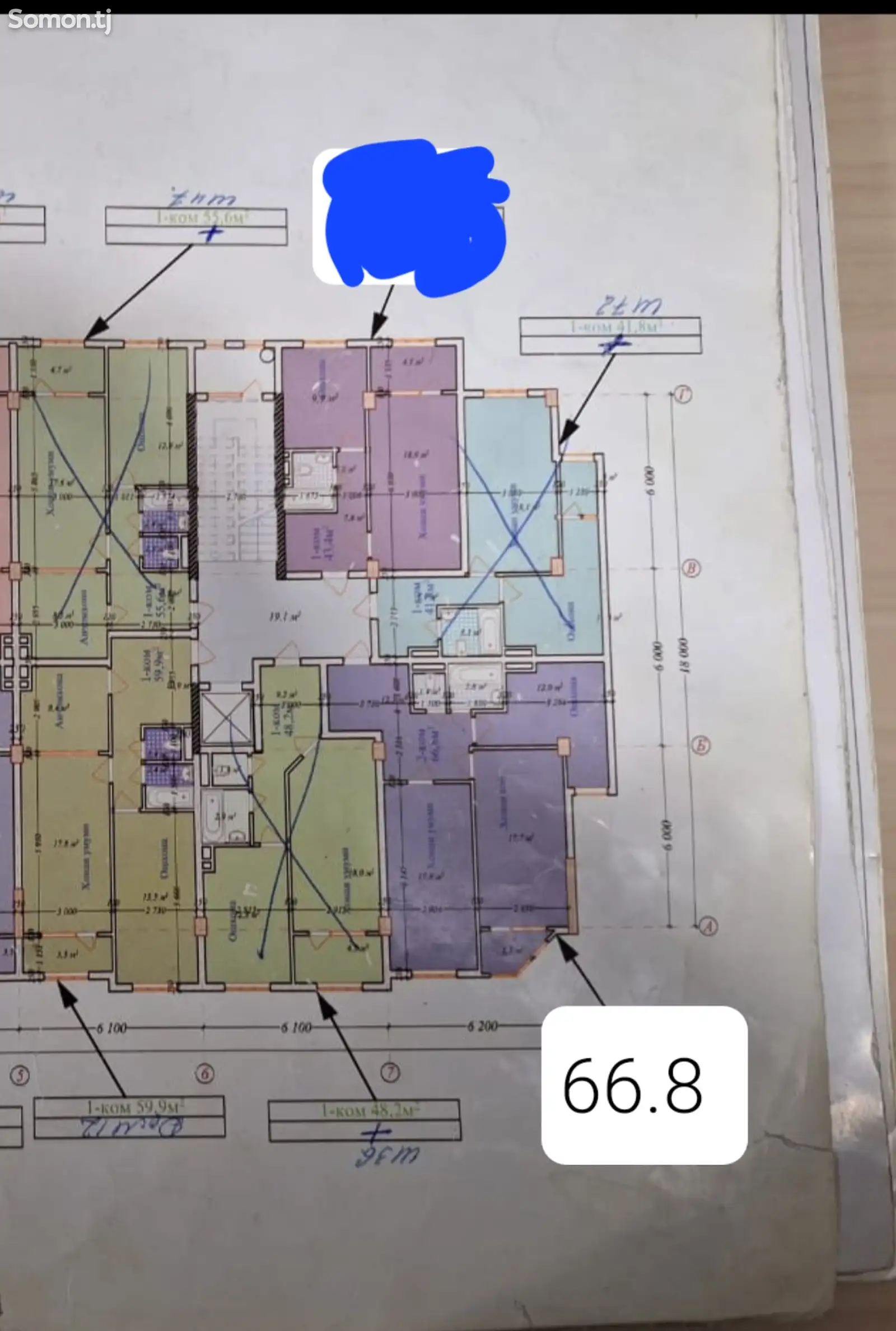 2-комн. квартира, 7 этаж, 66 м², поворот Ленинграда-1