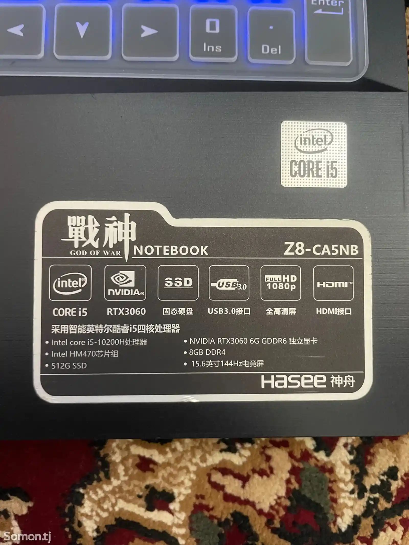 Ноутбук core i5-10200h/RTX 3060/ 32gb RAM-2