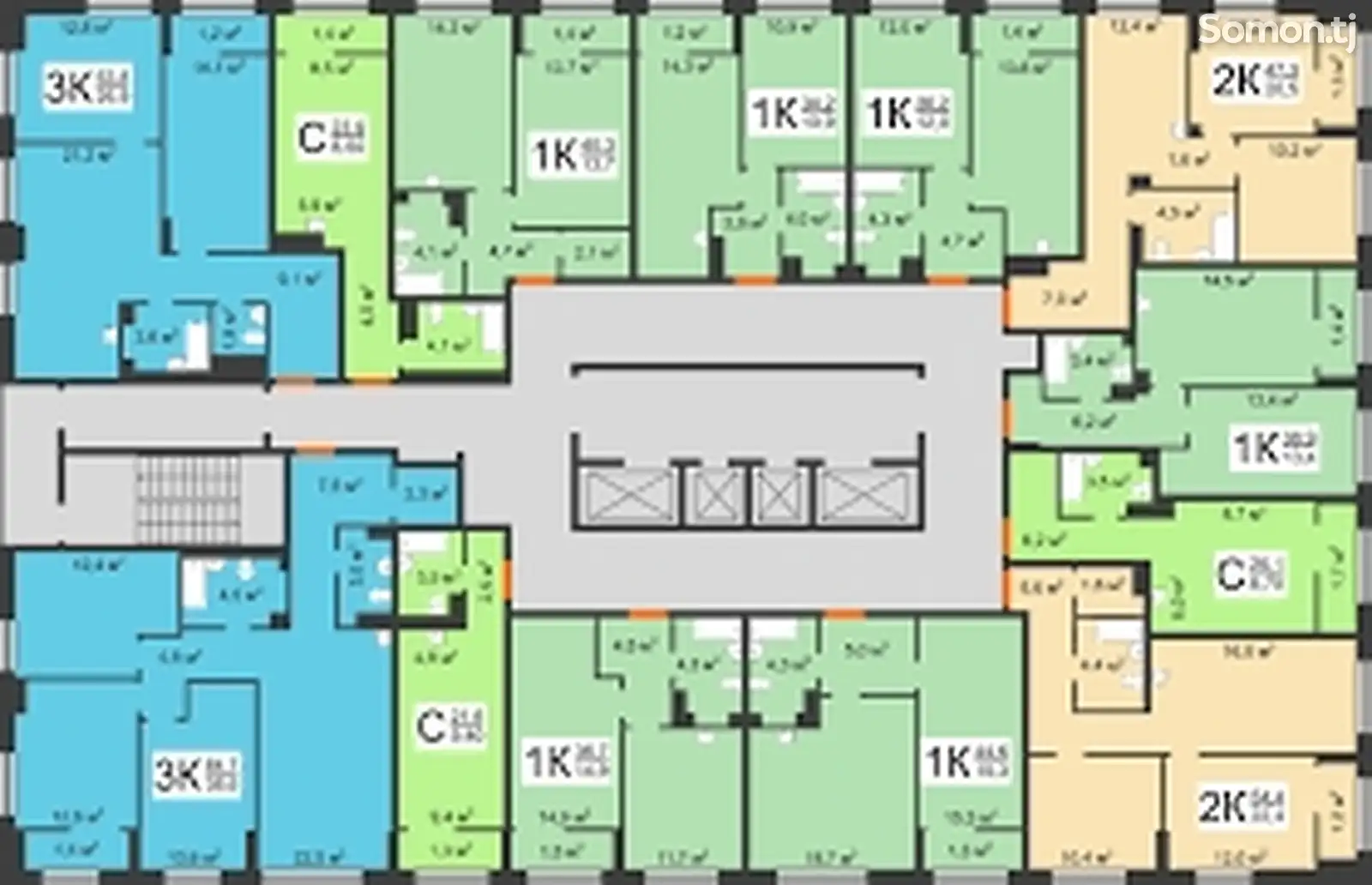 2-комн. квартира, 2 этаж, 47 м², гардиши фабрика