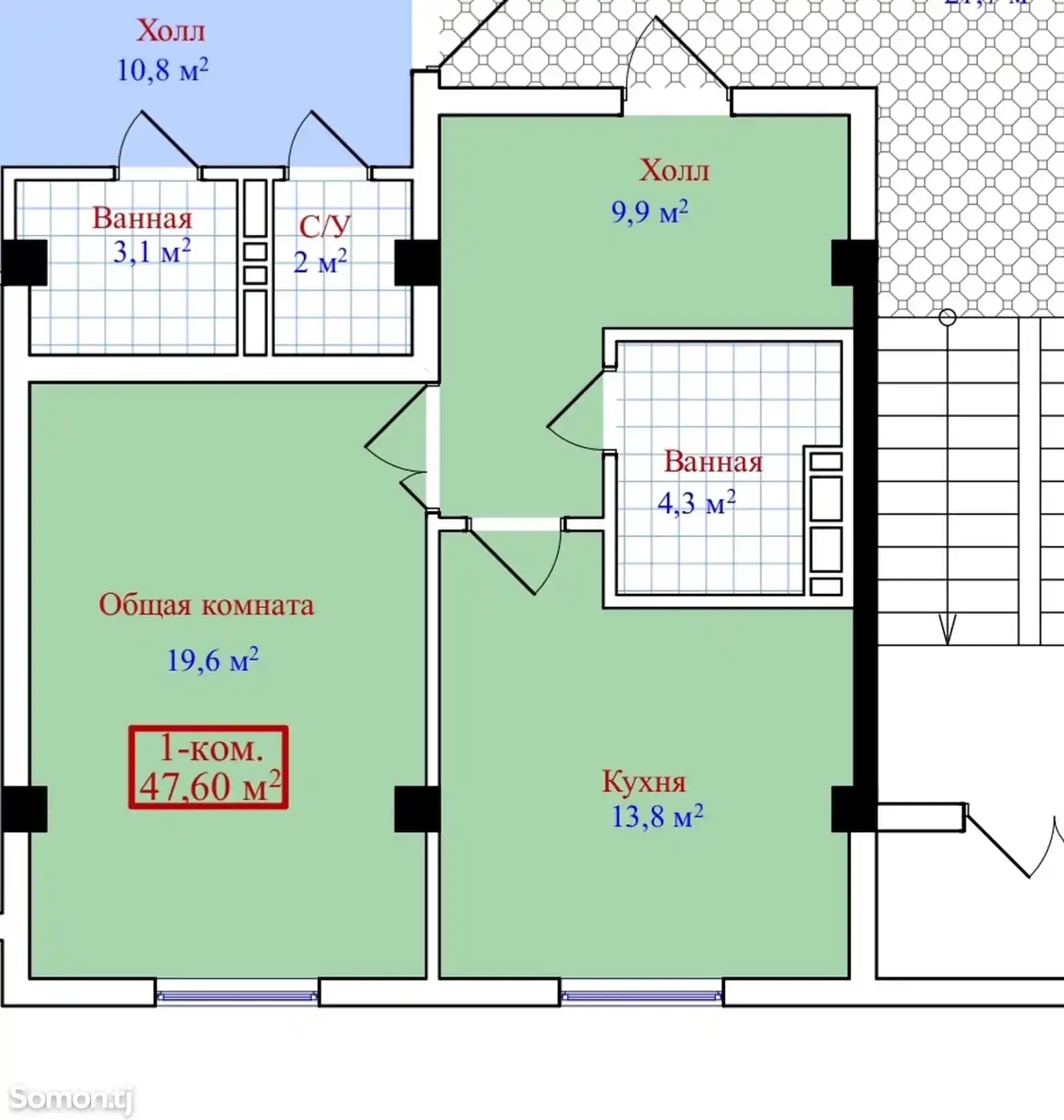 1-комн. квартира, 5 этаж, 48 м², 34 мкр-3